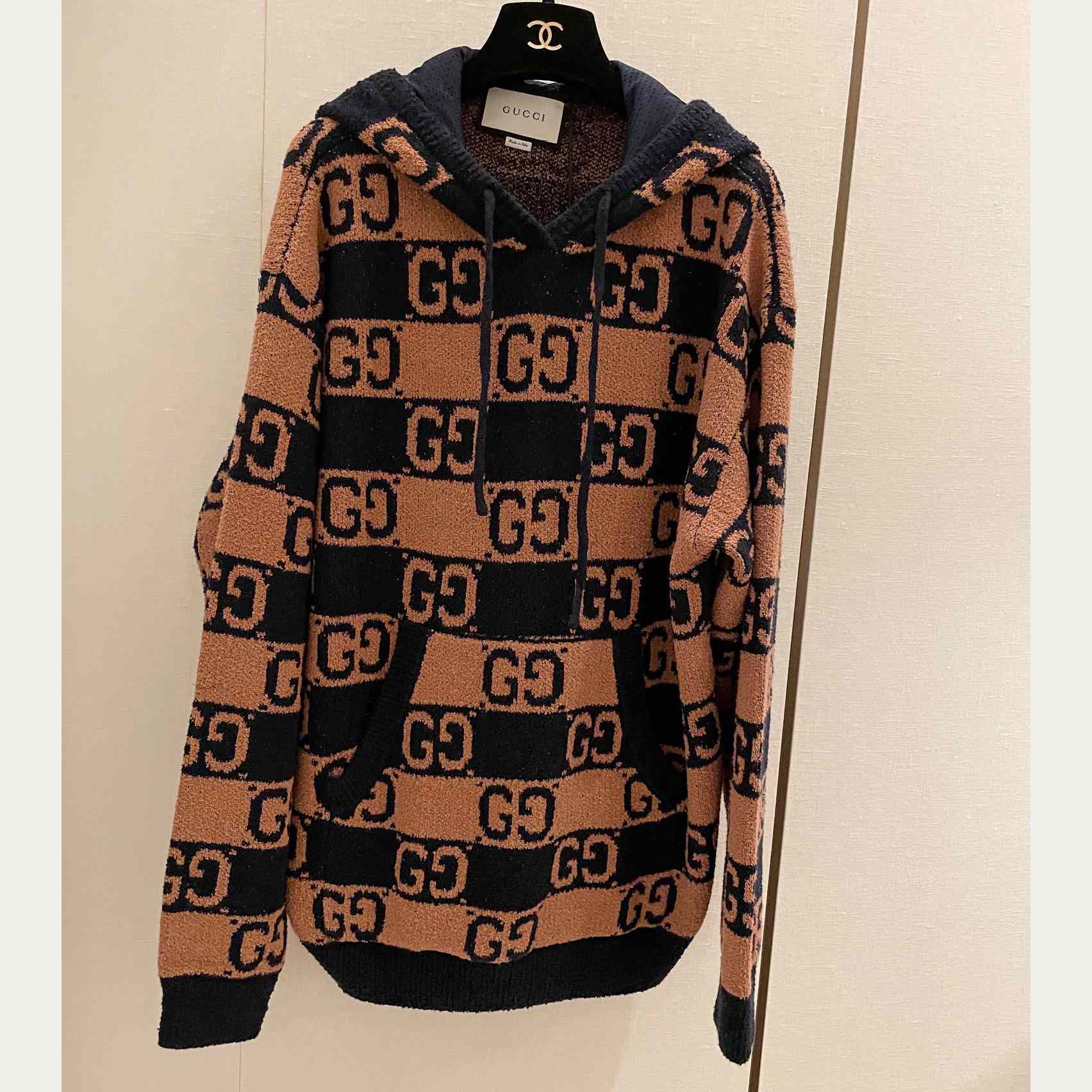 Gucci GG Cotton Jacquard Hooded Jumper  - DesignerGu