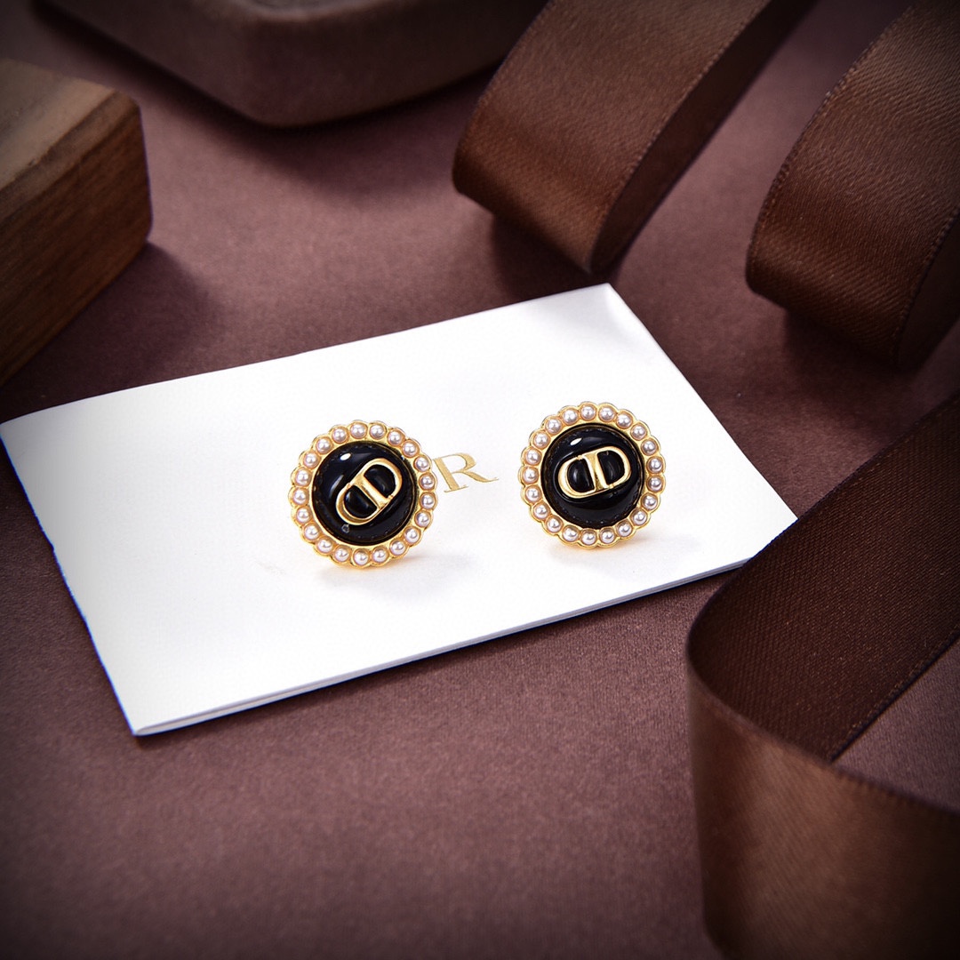 Dior Petit CD Baroque Stud Earrings - DesignerGu