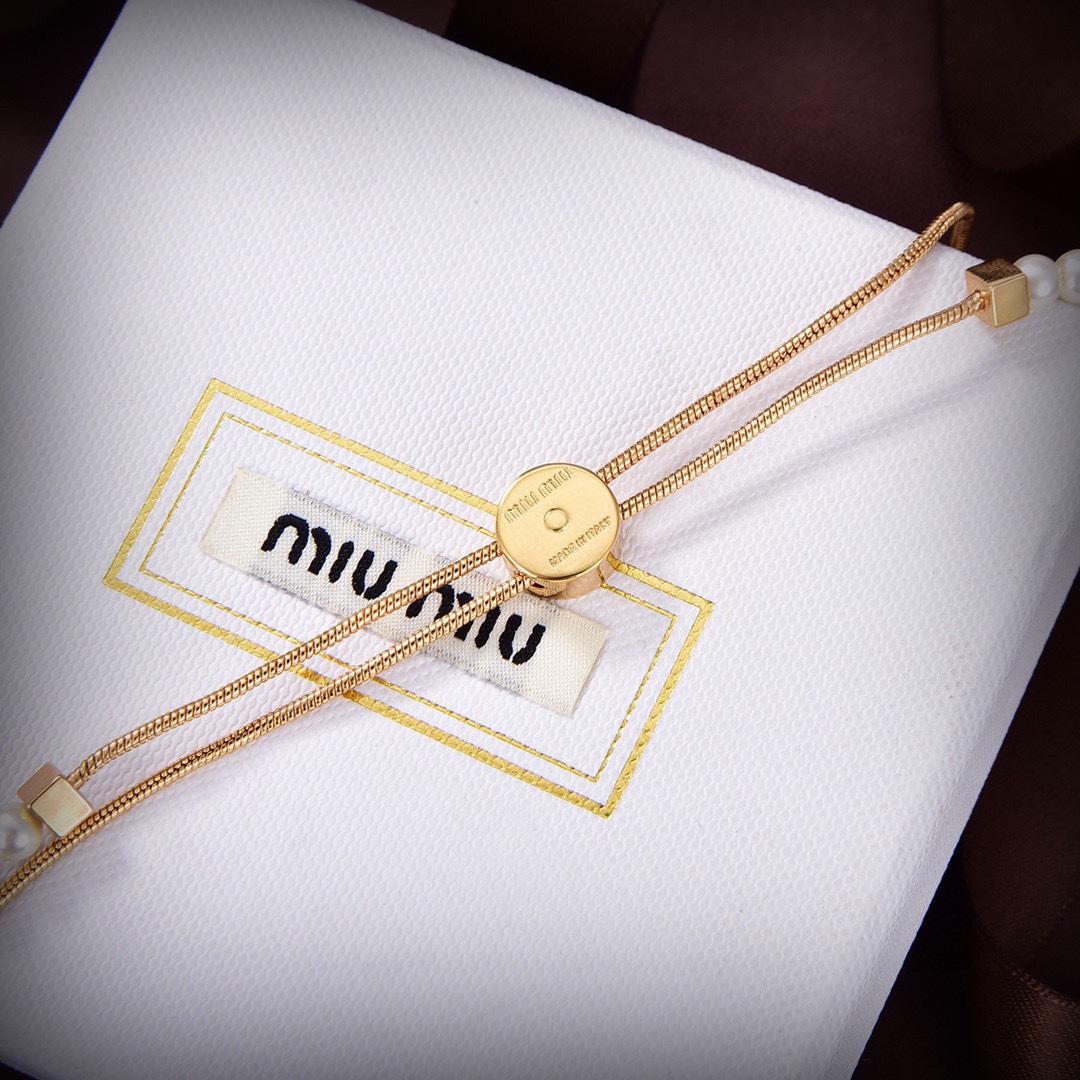 Miu Miu Logo-charm Beaded Choker Necklace - DesignerGu