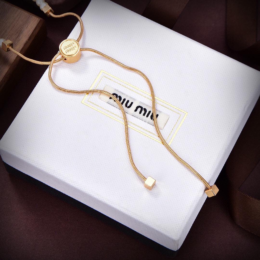 Miu Miu Logo-charm Beaded Choker Necklace - DesignerGu