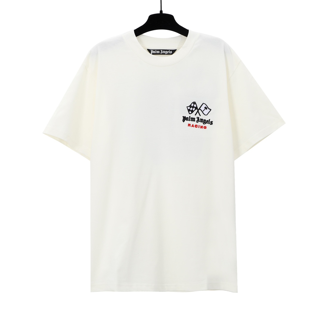  Palm Angels T-Shirt Racing Helmet White - DesignerGu