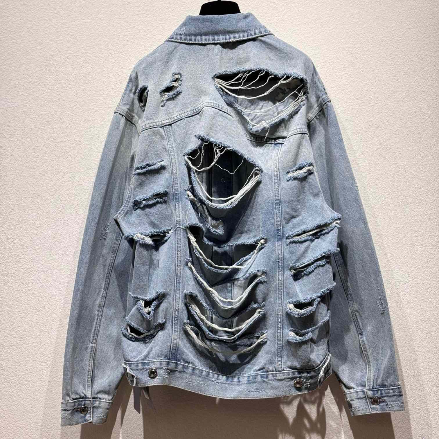 Balenciaga Super Destroyed Baggy Denim Jacket  - DesignerGu