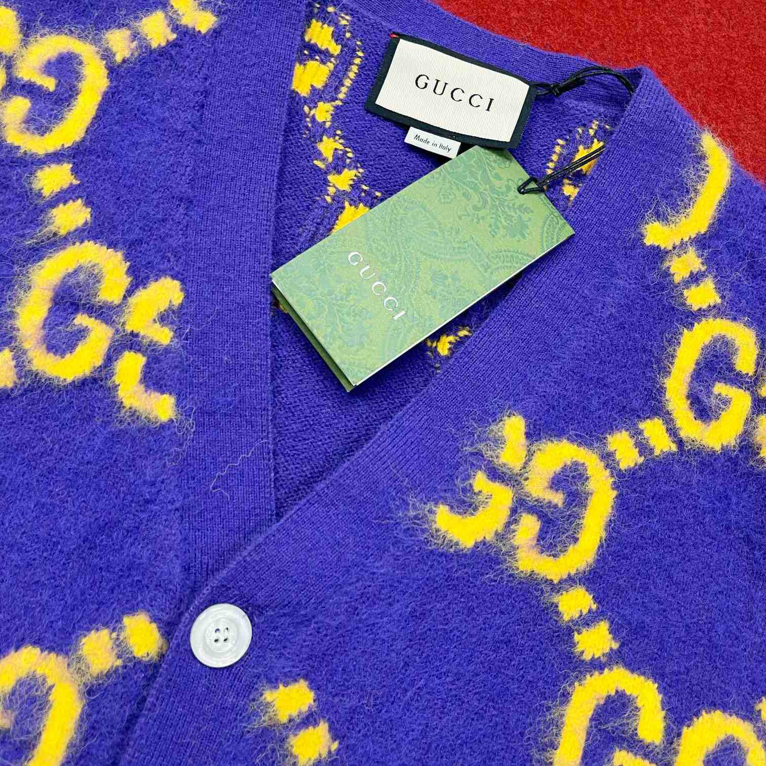 Gucci Wool Cardigan With GG Intarsia - DesignerGu