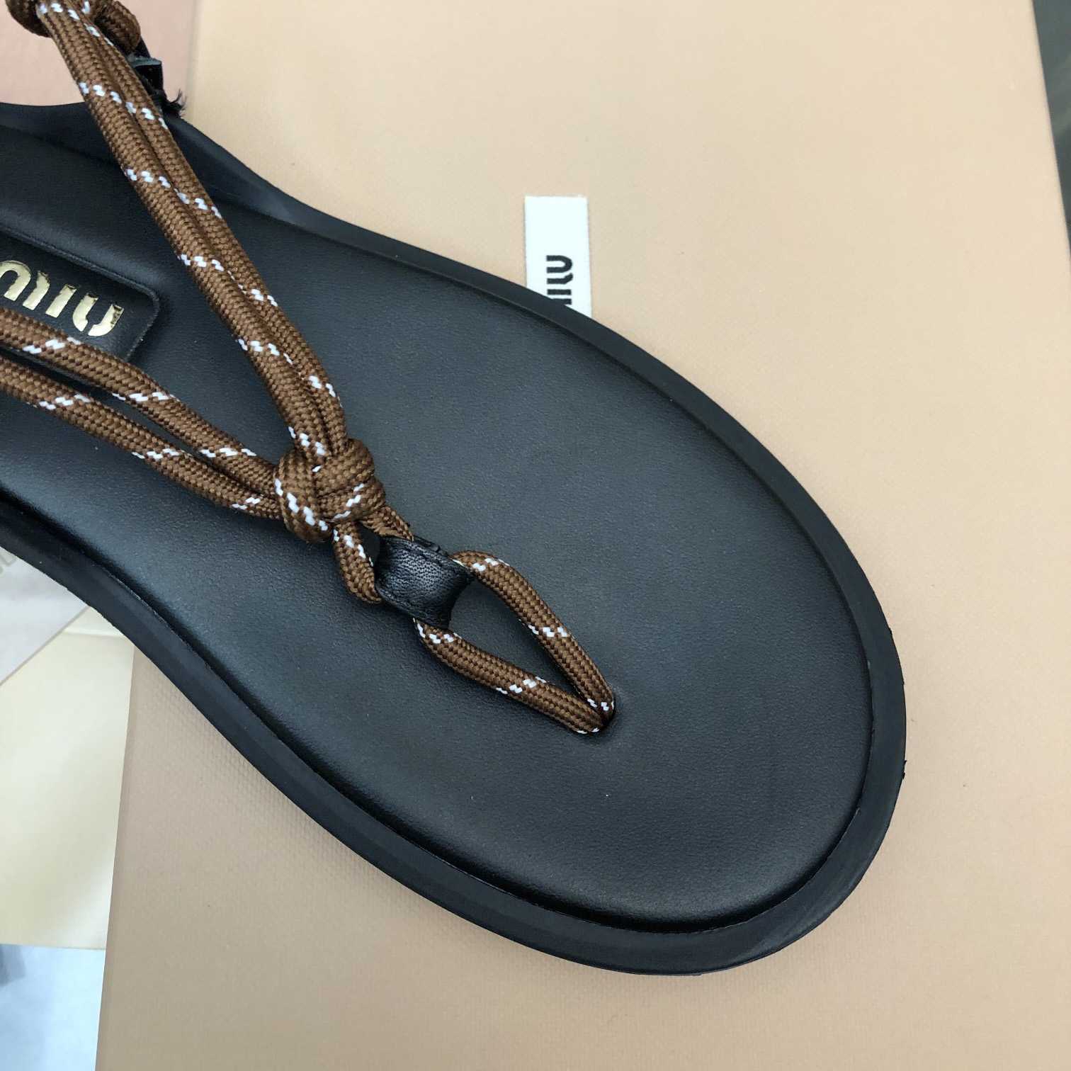 Miu Miu Riviere Cord And Leather Sandals - DesignerGu