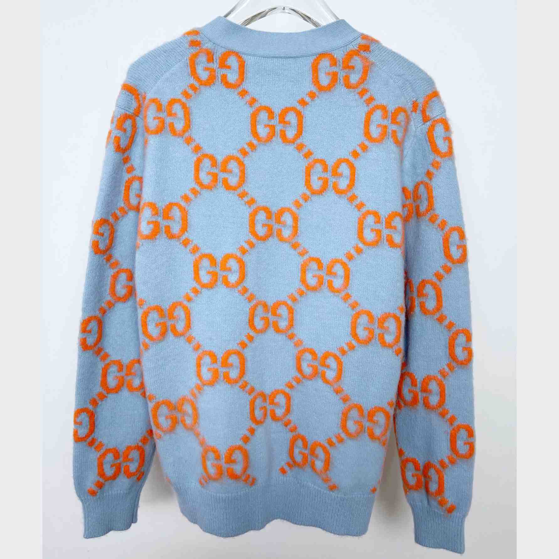 Gucci Wool Cardigan With GG Intarsia - DesignerGu