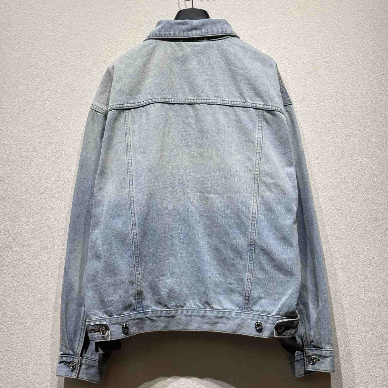 Balenciaga Denim Size Sticker Jacket In Light Blue - DesignerGu