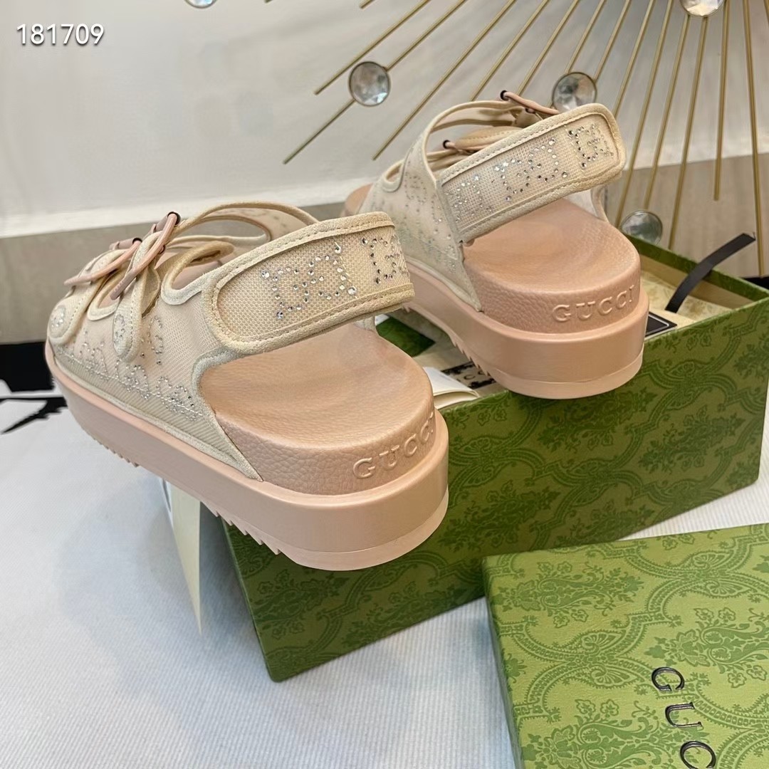 Gucci Women's GG Sandal With Crystals - DesignerGu