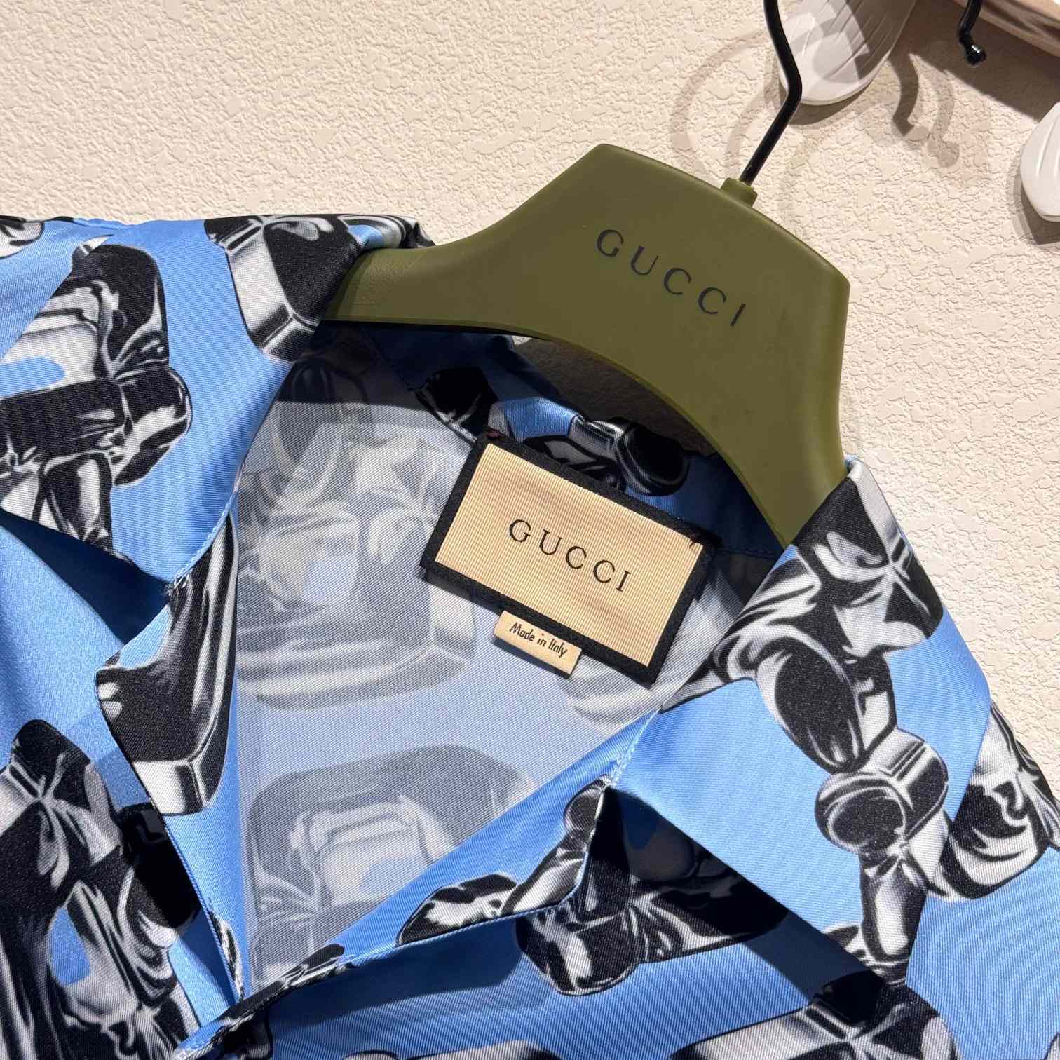 Gucci 3D Glass Horsebit Print Silk Shirt - DesignerGu