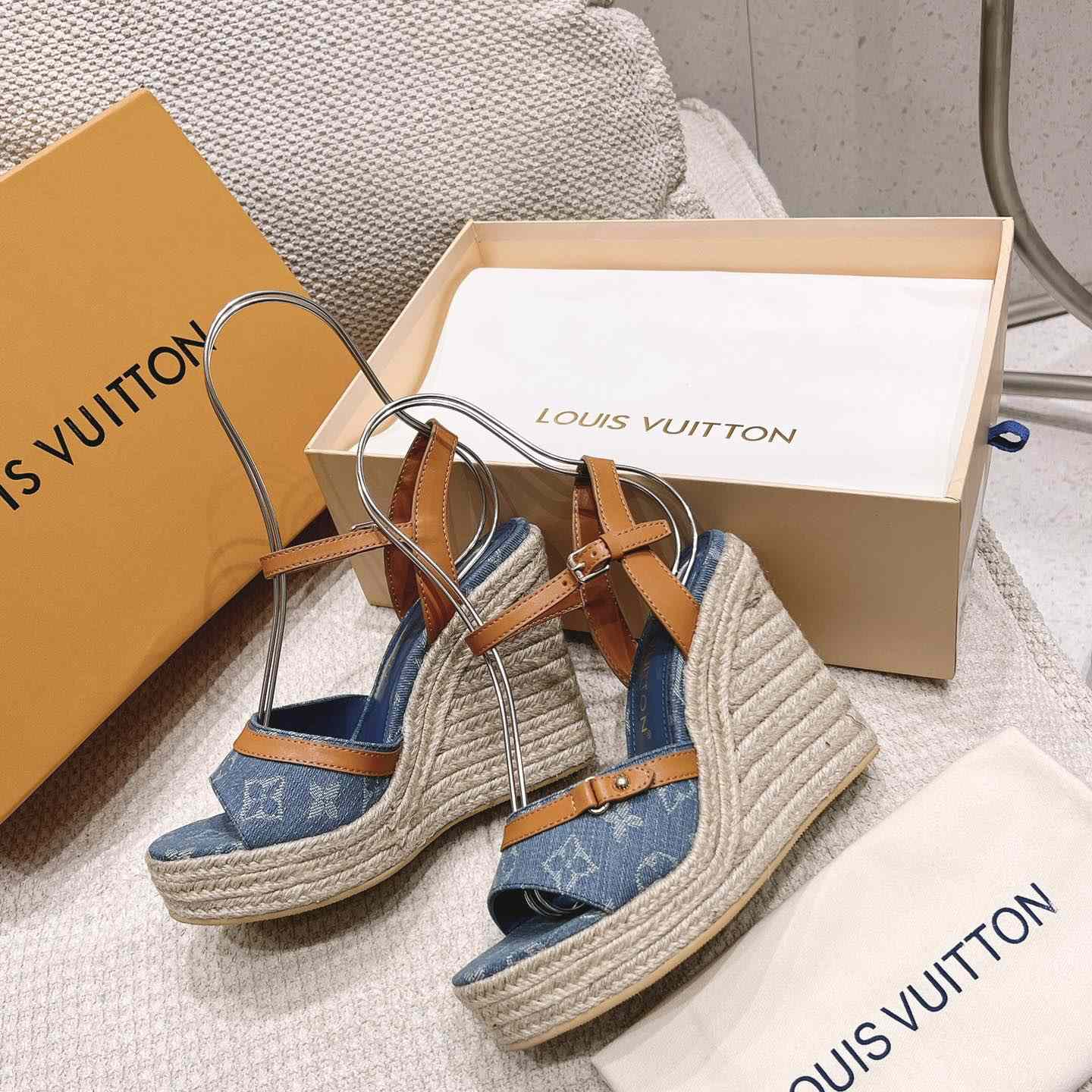 Louis Vuitton Helios Wedge Sandal   - DesignerGu