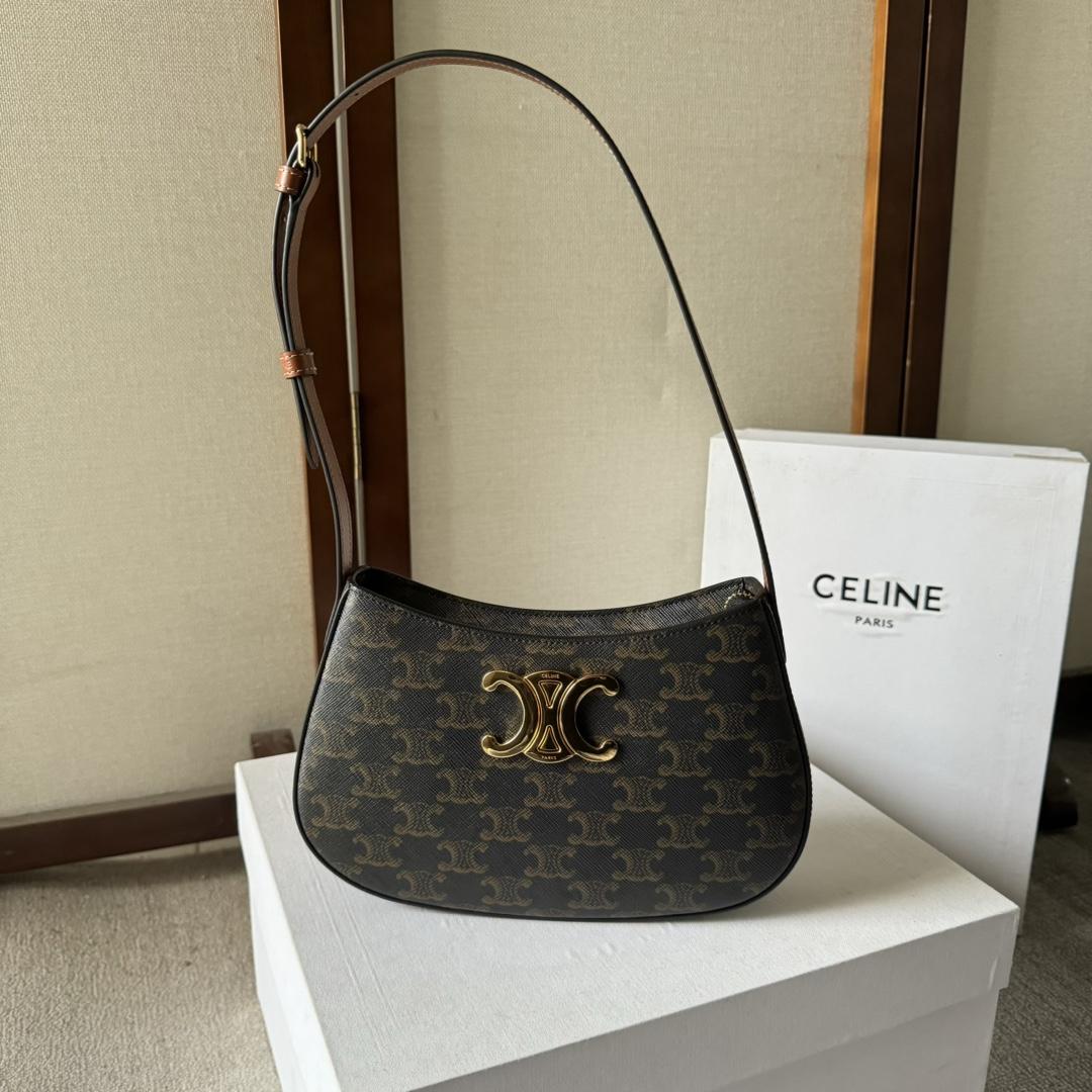 Celine Medium Tilly Bag In Triomphe Canvas And Calfskin  - DesignerGu