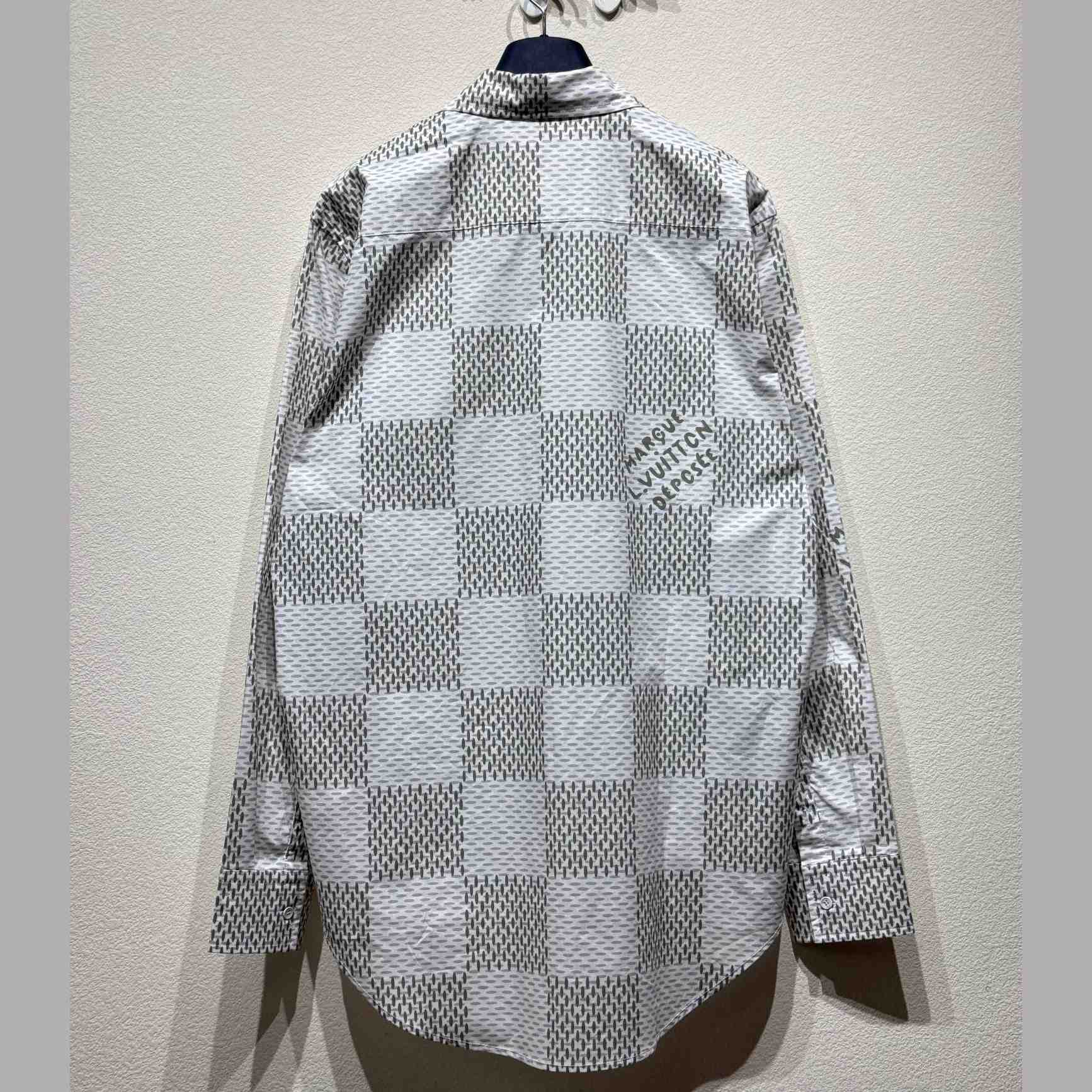 Louis Vuitton Damier Long-Sleeved Classic Cotton Shirt   1AFJDA - DesignerGu