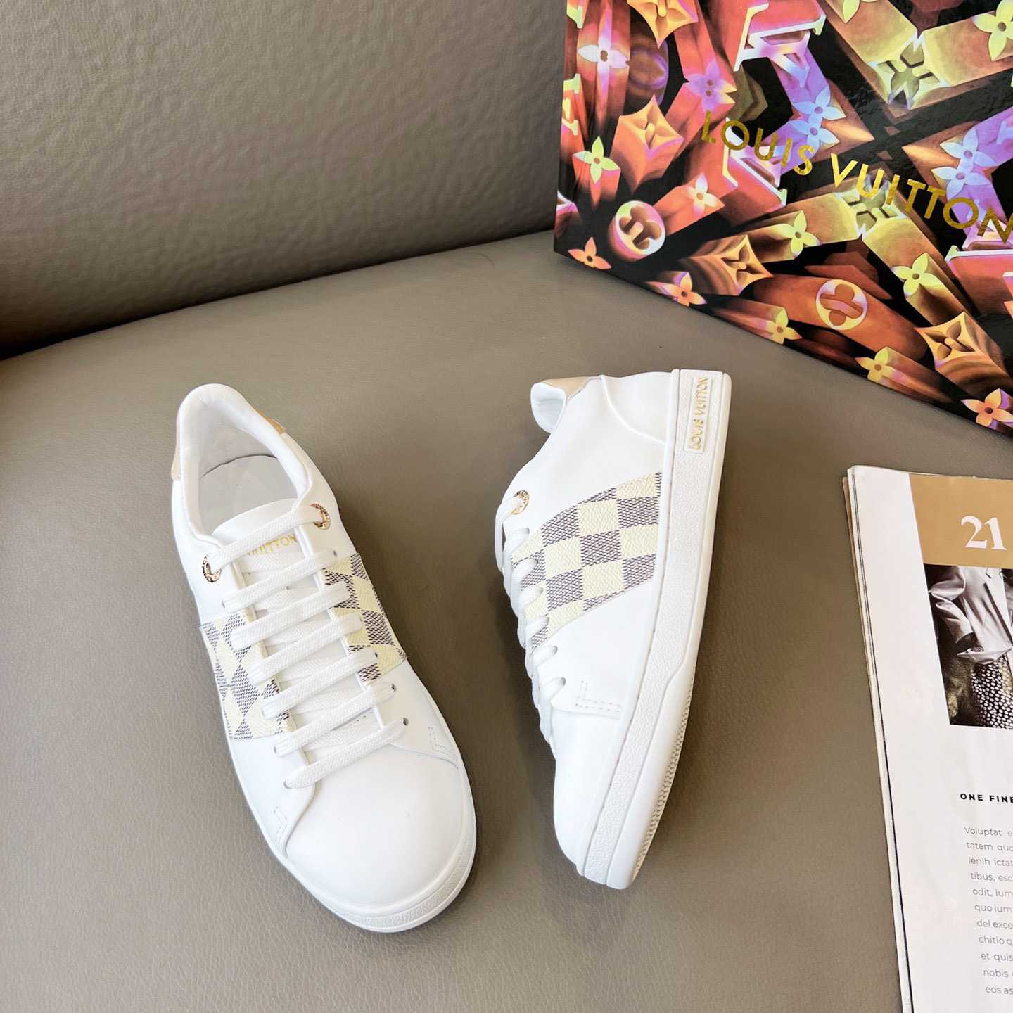 Louis Vuitton Damier Azur Front Row Sneaker - DesignerGu