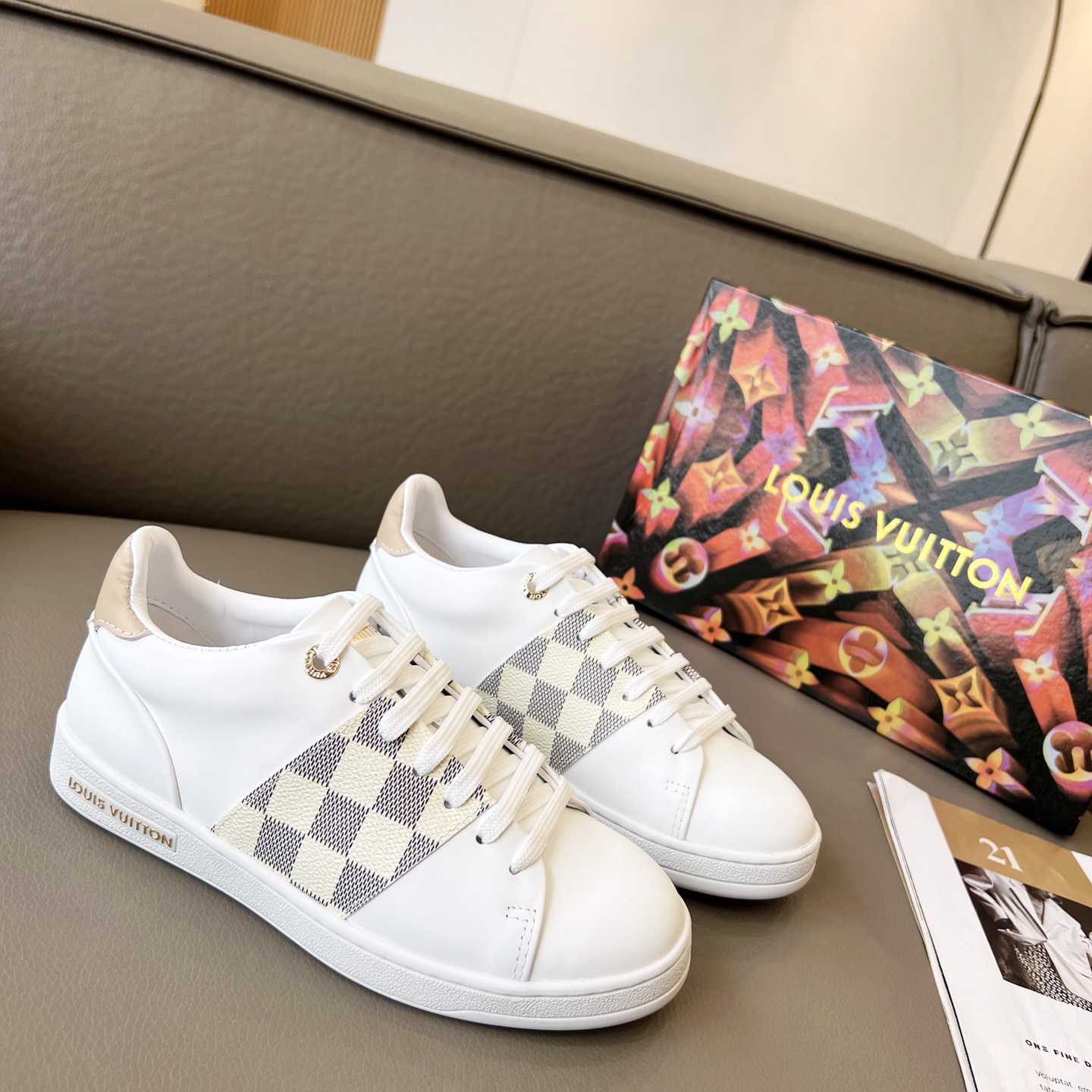 Louis Vuitton Damier Azur Front Row Sneaker - DesignerGu