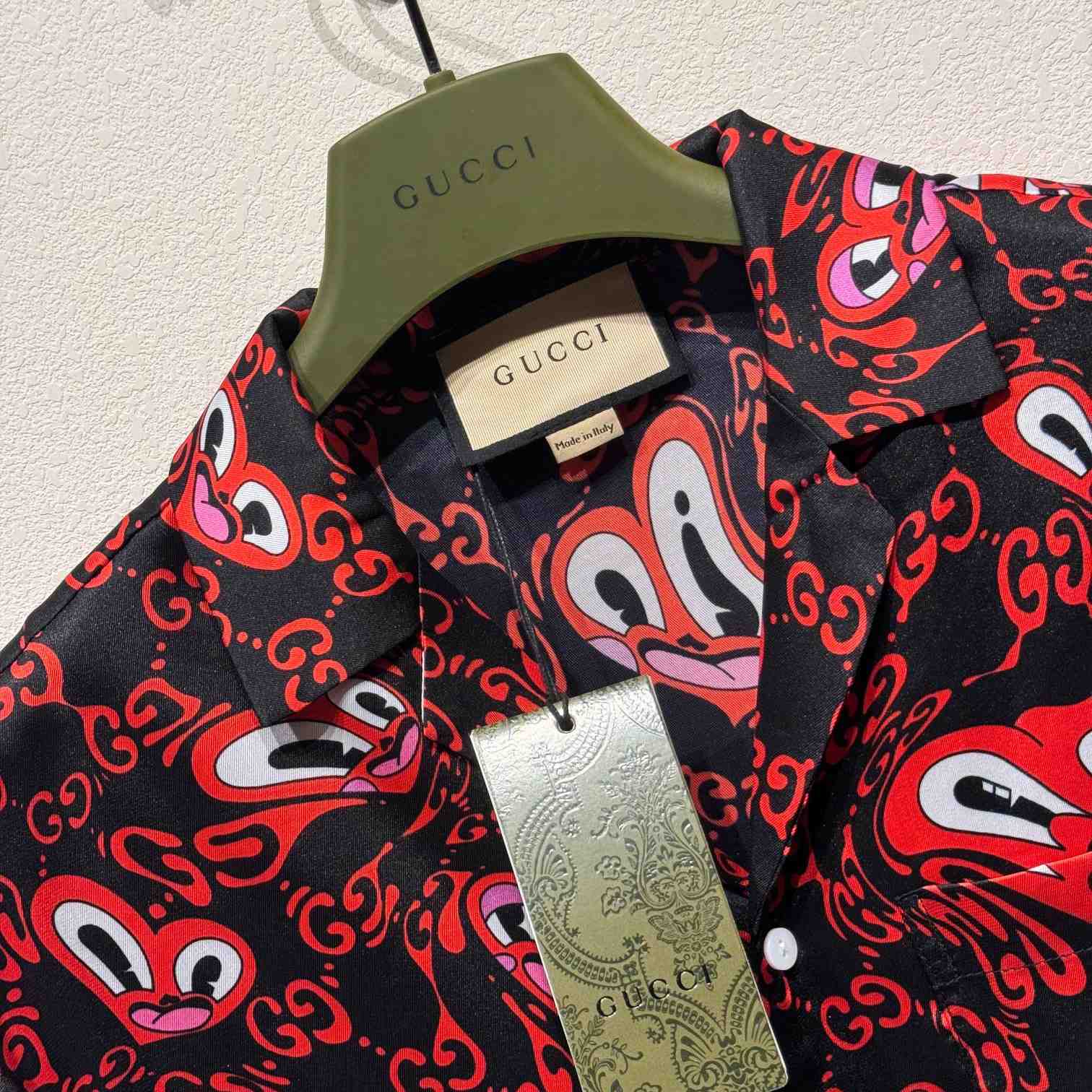 Gucci GG Hearts Silk Bowling Shirt - DesignerGu