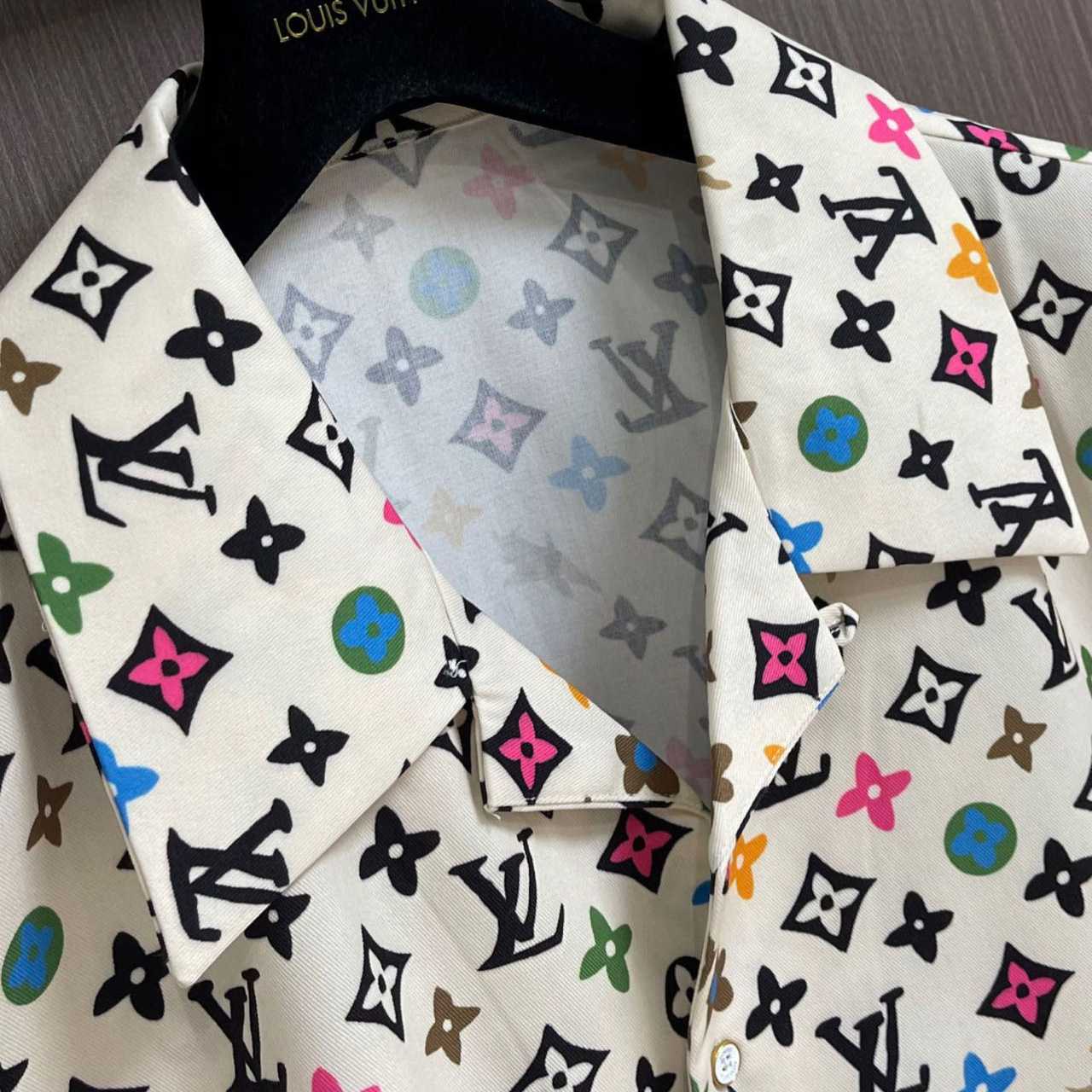 Louis Vuitton By Tyler, The Creator Monogram Printed Short-Sleeved Silk Shirt - DesignerGu