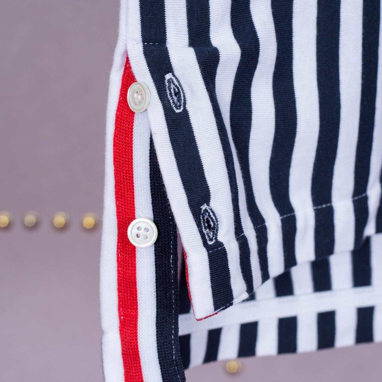 Thom Browne Navy and White RWB Bold Stripe T-Shirt   1850 - DesignerGu