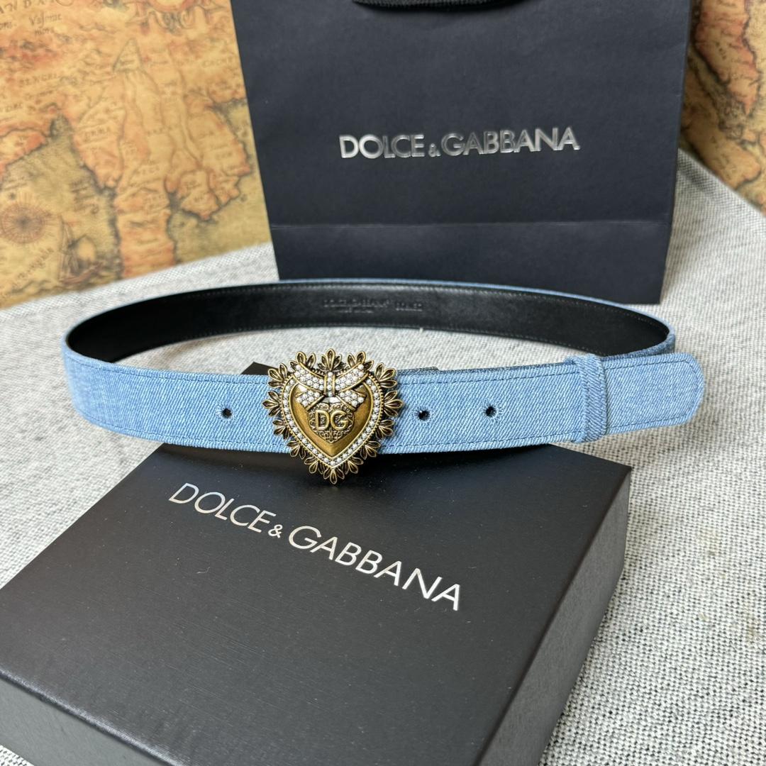 Dolce & Gabbana Devotion Denim Belt - DesignerGu