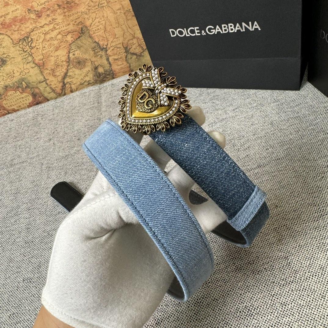 Dolce & Gabbana Devotion Denim Belt - DesignerGu