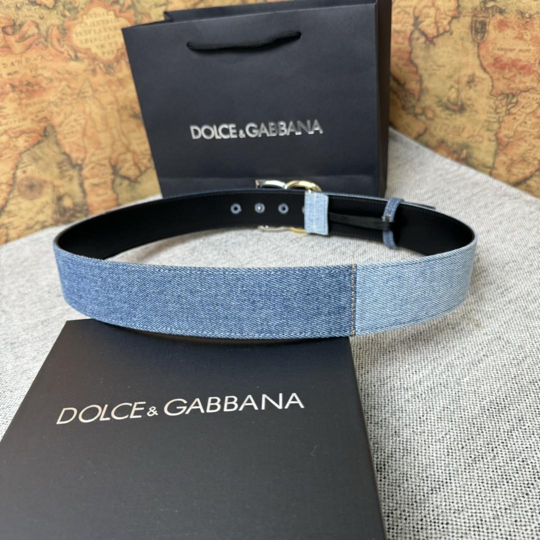 Dolce & Gabbana Denim Belt With DG Logo - DesignerGu