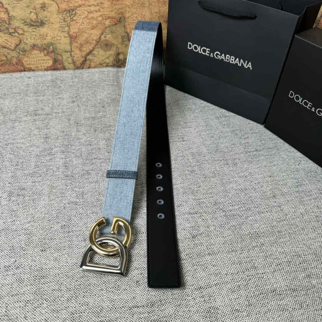 Dolce & Gabbana Denim Belt With DG Logo - DesignerGu