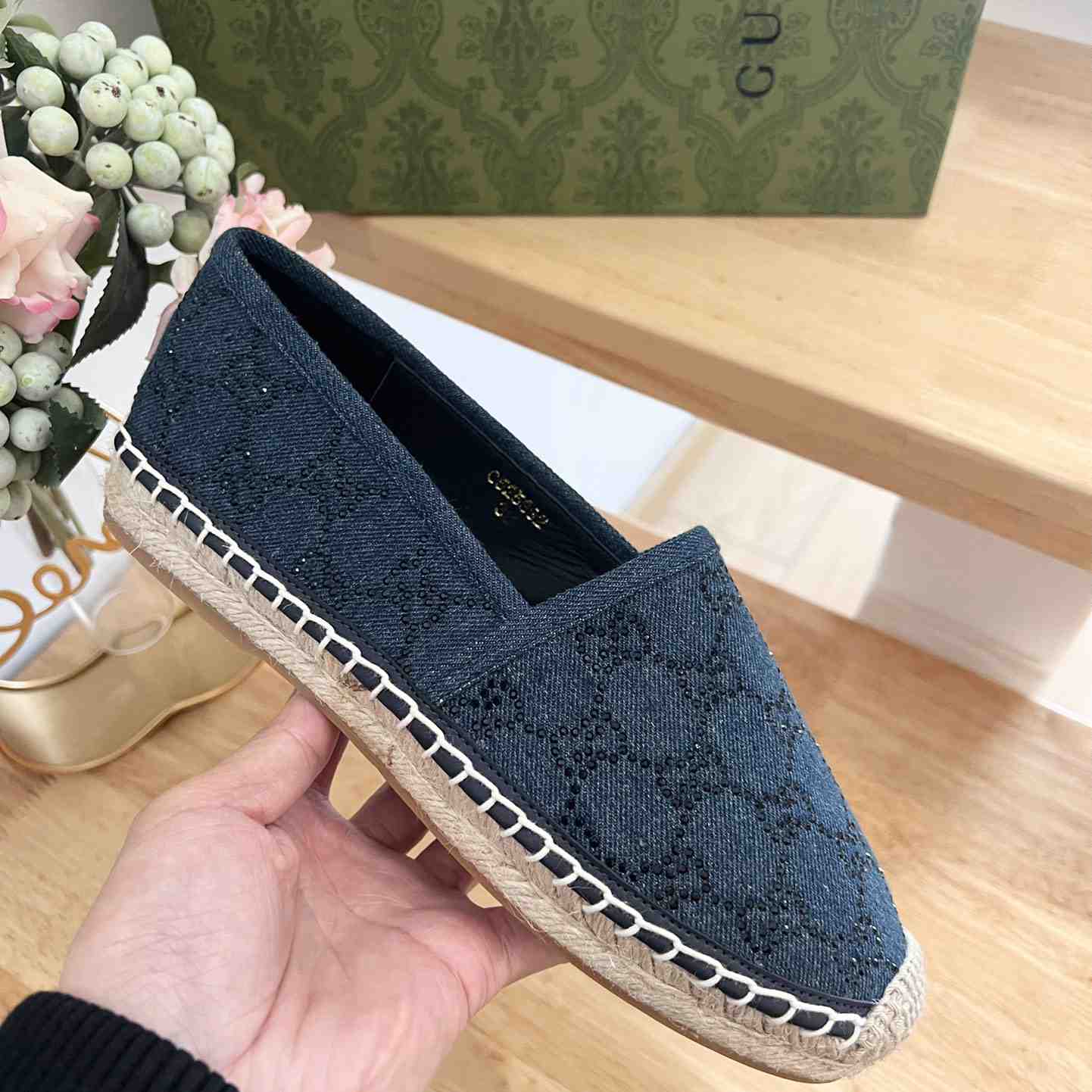 Gucci Women's Espadrille With GG Crystals - DesignerGu