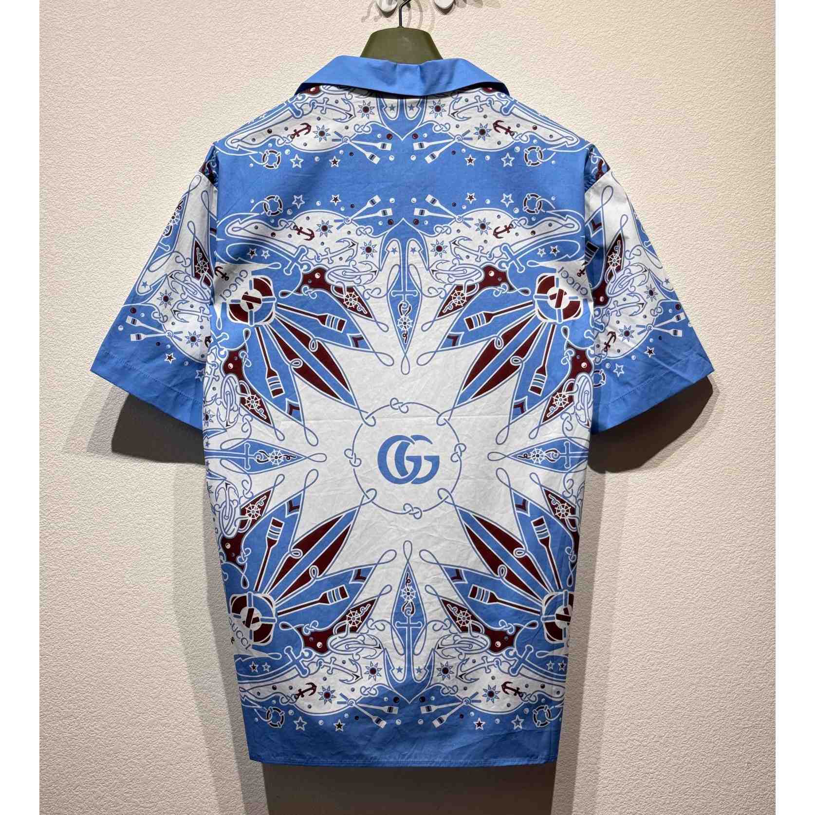 Gucci Double G bandana Print Cotton Shirt - DesignerGu