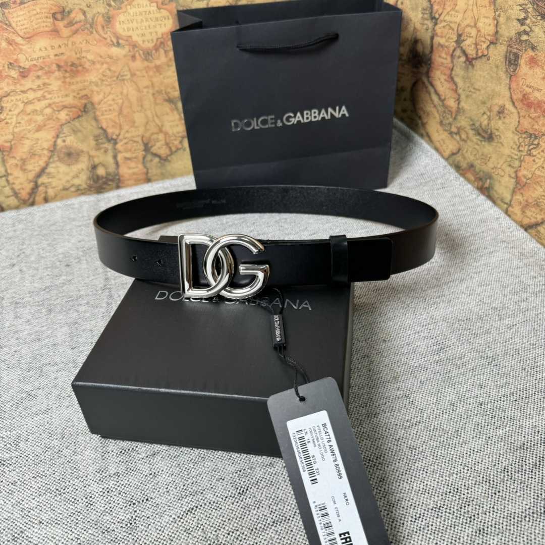 Dolce & Gabbana DG Logo-buckle Leather Belt   35mm - DesignerGu