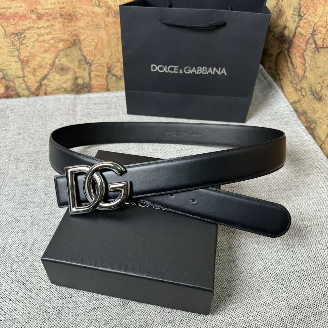 Dolce & Gabbana DG Logo-buckle Leather Belt   40mm - DesignerGu