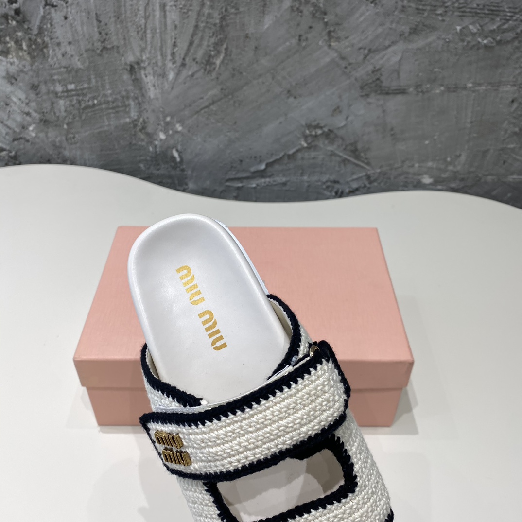 Miu Miu Crochet Knit Slides - DesignerGu