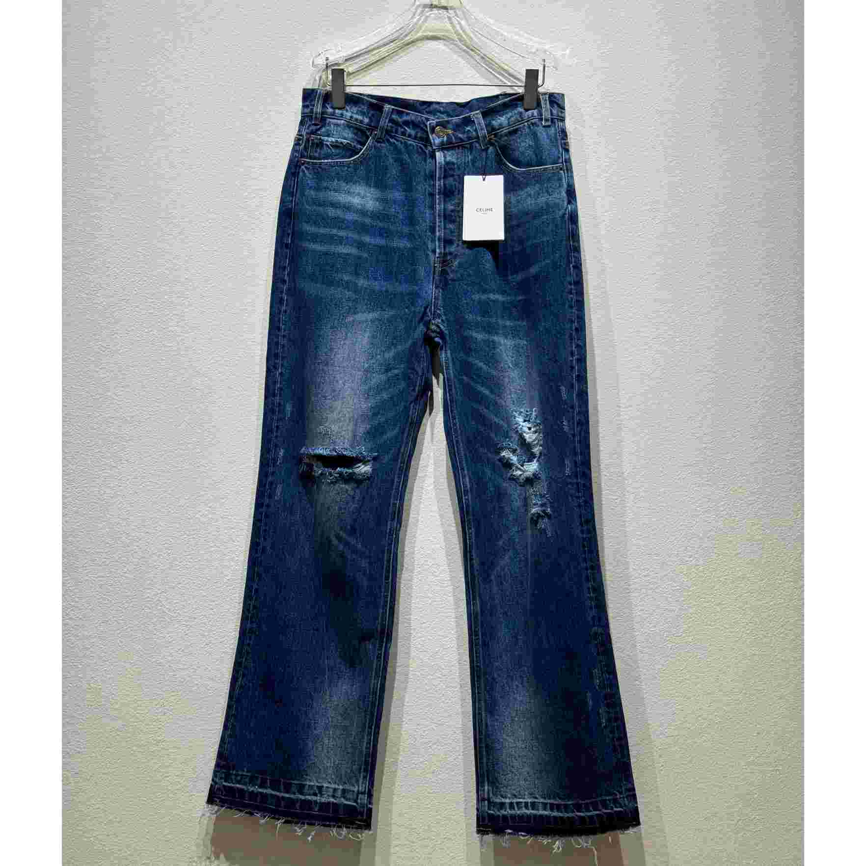 Celine Wesley Jeans In Blue Destroyed Denim  - DesignerGu