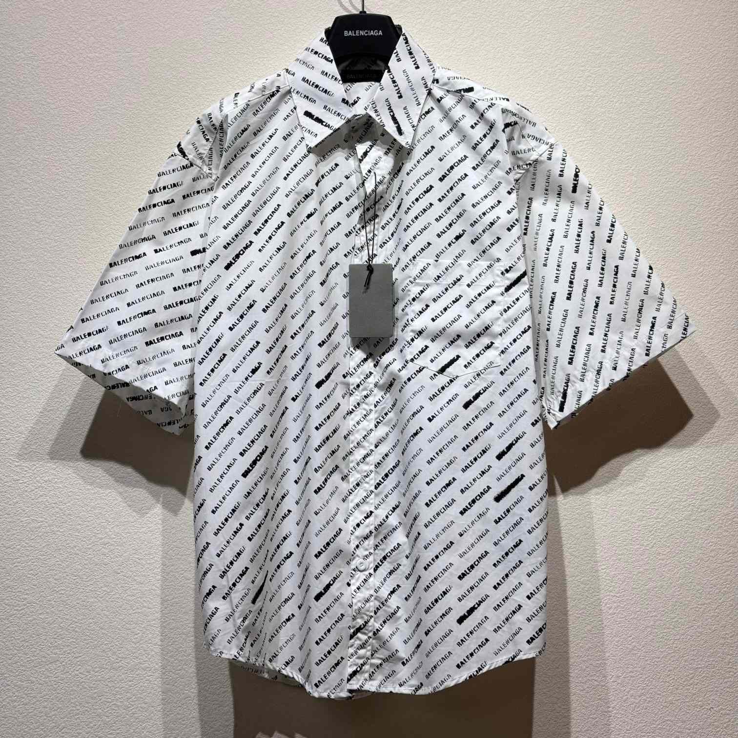 Balenciaga All Over Logo Printed Shirt - DesignerGu