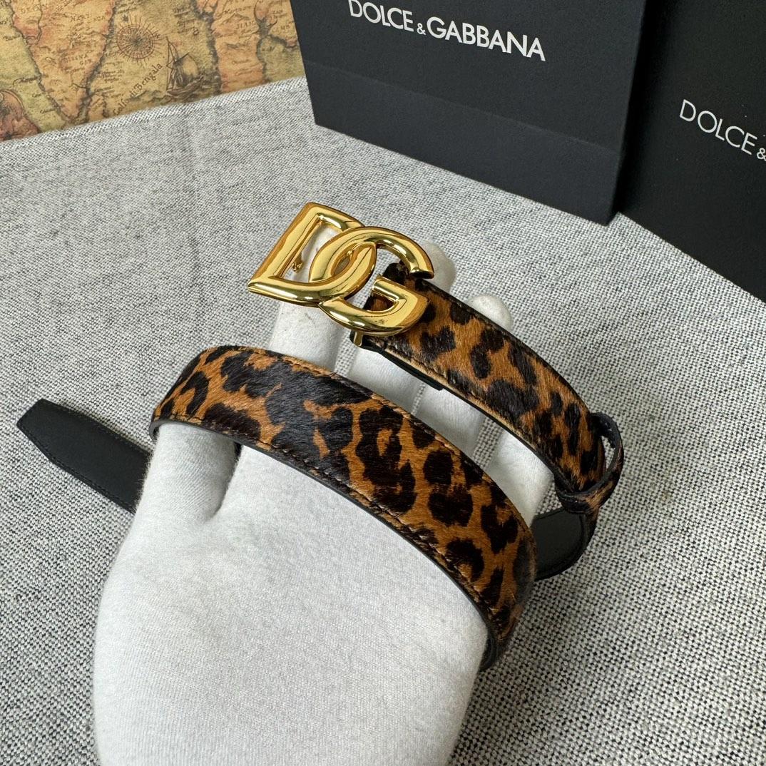 Dolce & Gabbana KiM Dolce & Gabbana Leopard-print Glossy Calfskin Belt With DG Logo - DesignerGu