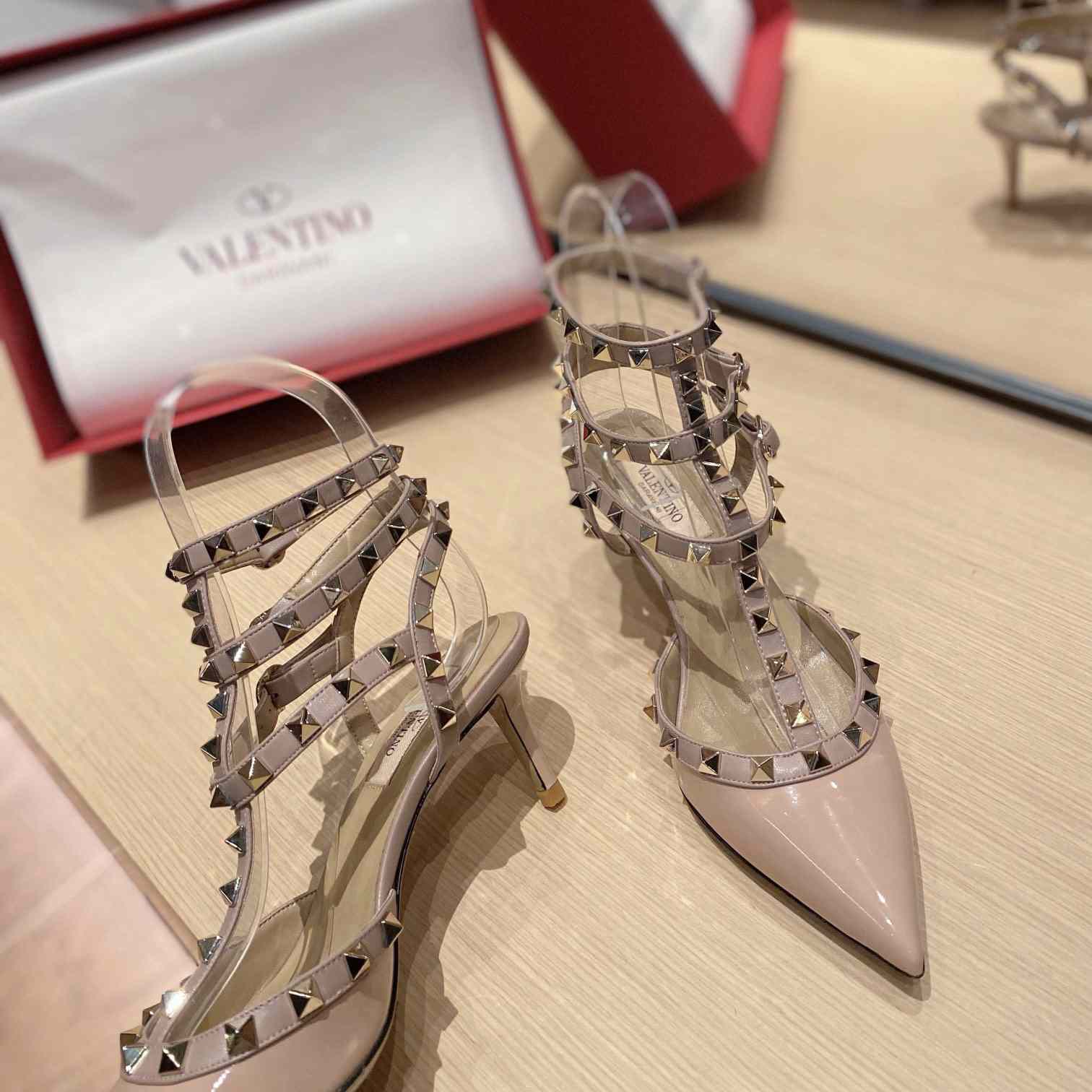 Valenti Garavani Rockstud 65mm Caged Pumps - DesignerGu