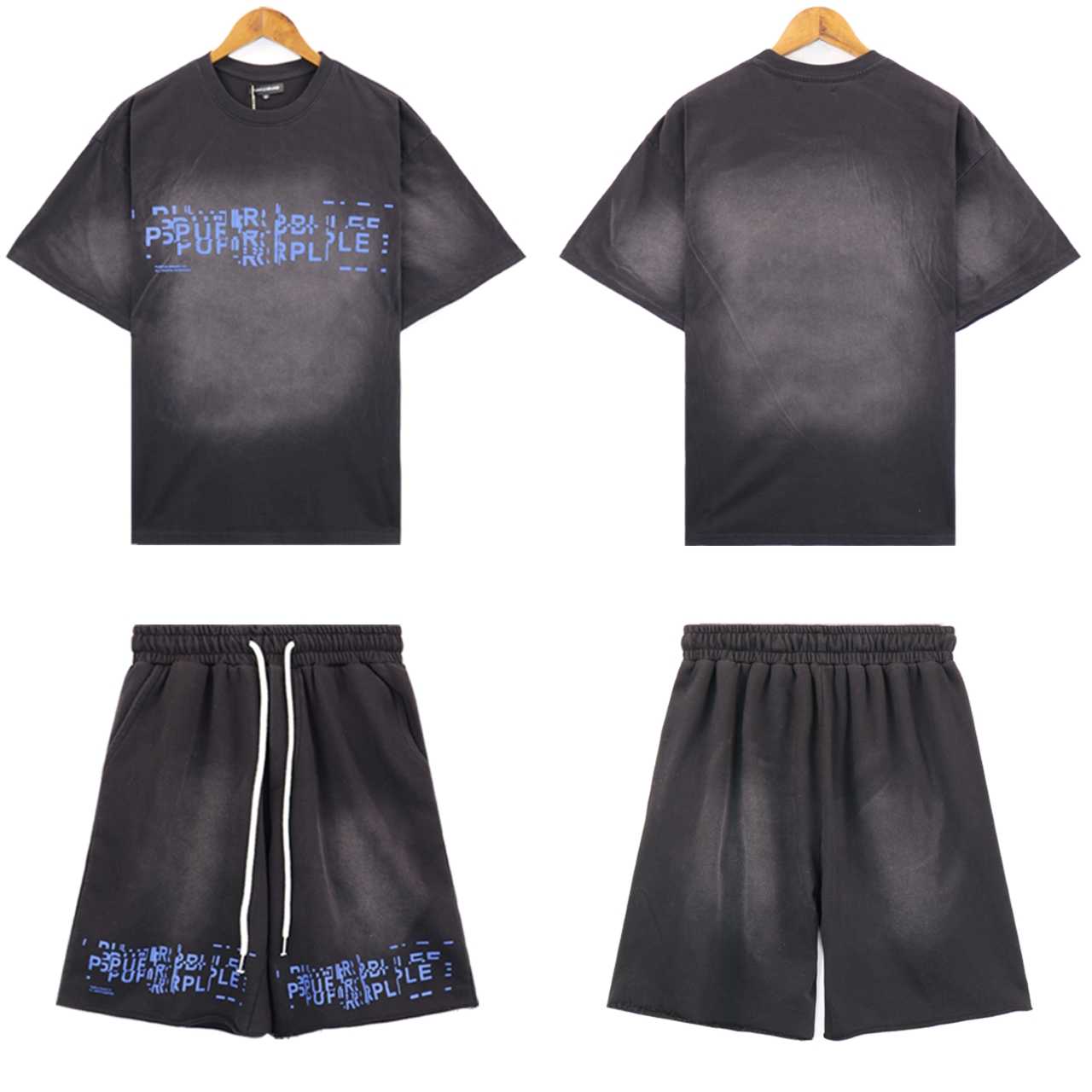 Purple-Brand Tee & Shorts - DesignerGu