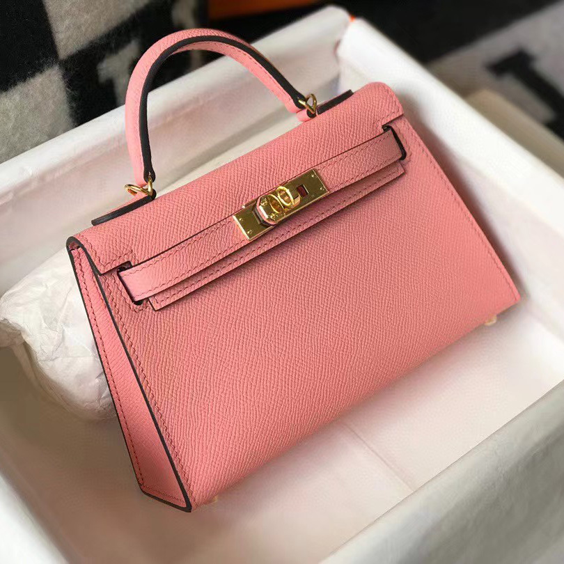 Hermes HM Kelly Mini 20 pink Epsom Gold Hardware （19-13-6.5cm） - DesignerGu