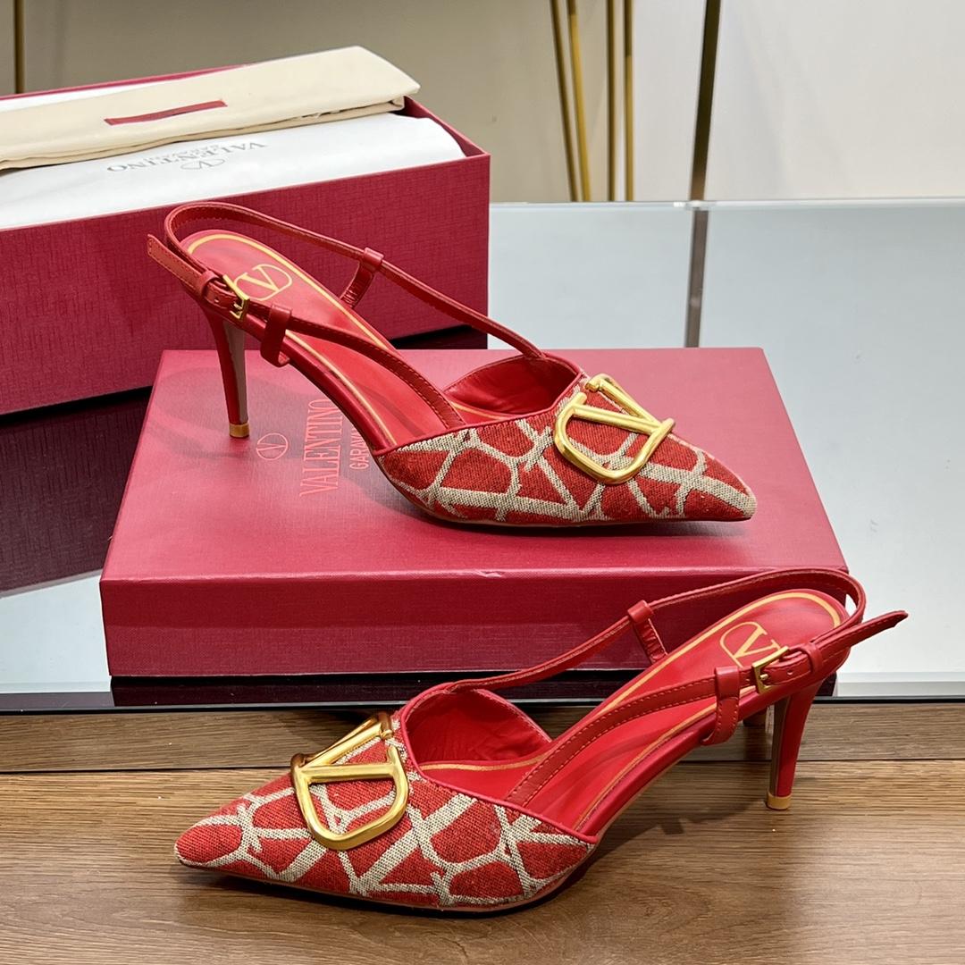 Valenti VLogo Signature Slingback Pump In Toile Iconographe 80mm - DesignerGu