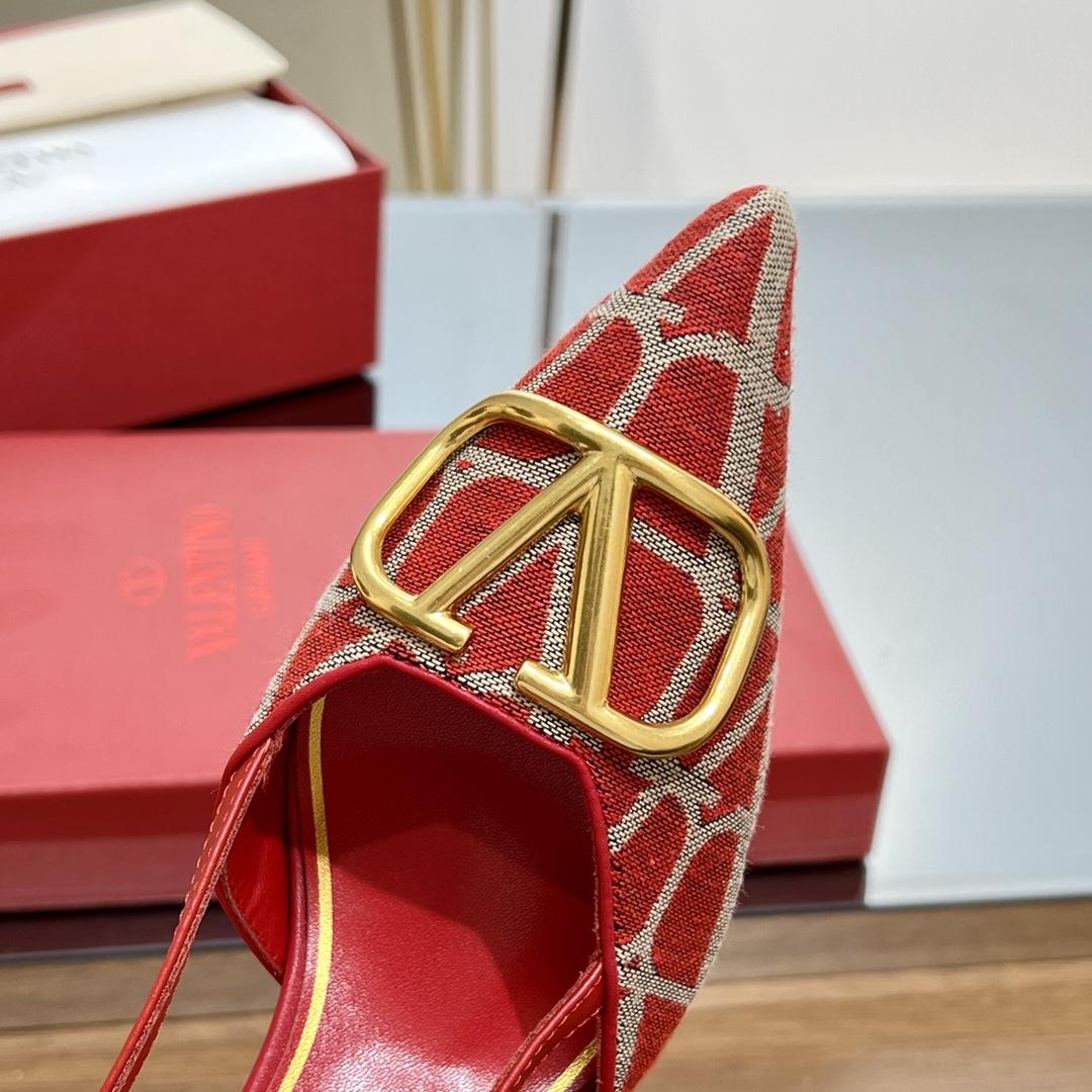 Valenti VLogo Signature Slingback Pump In Toile Iconographe 80mm - DesignerGu