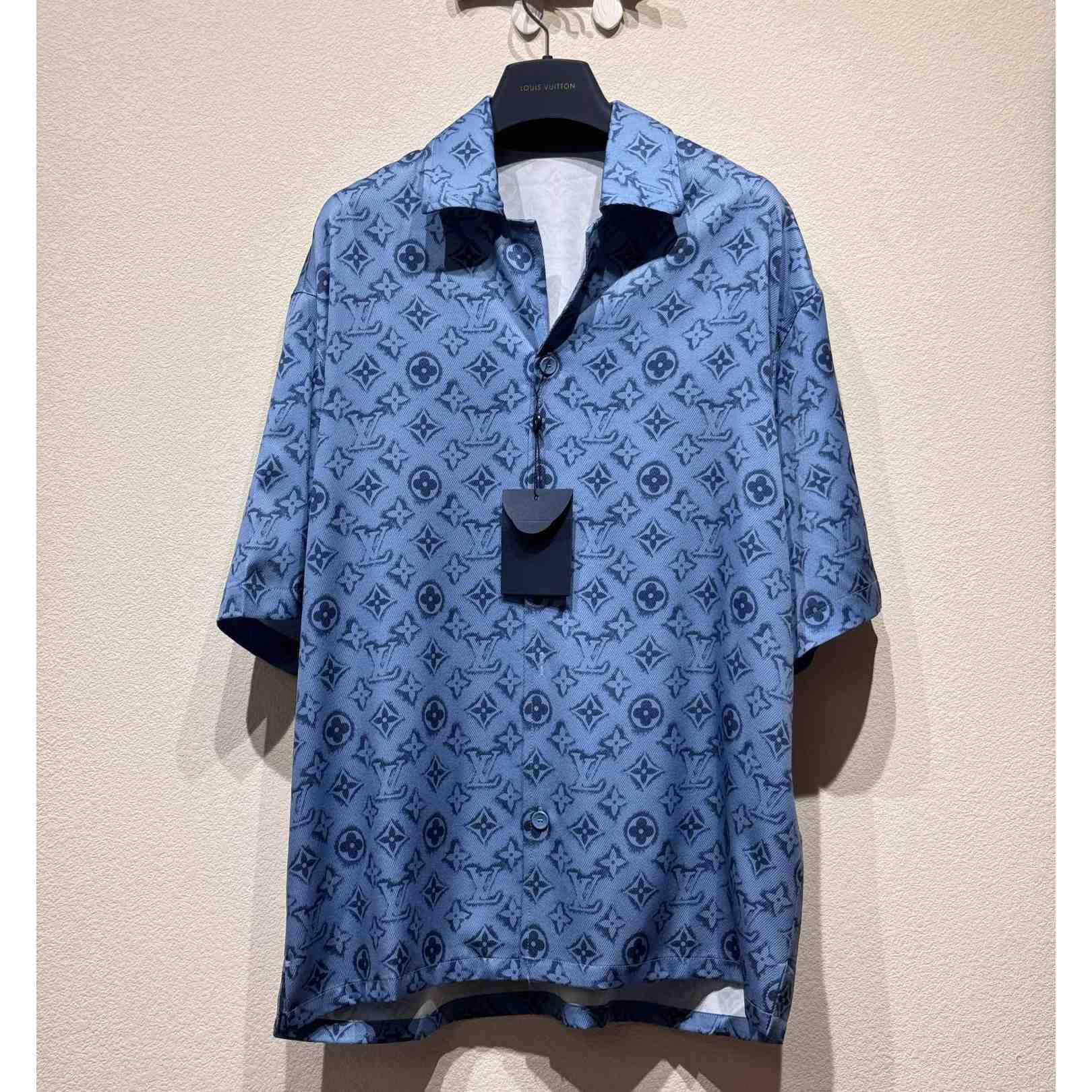 Louis Vuitton Monogram Short-Sleeved Chambray Shirt   - DesignerGu