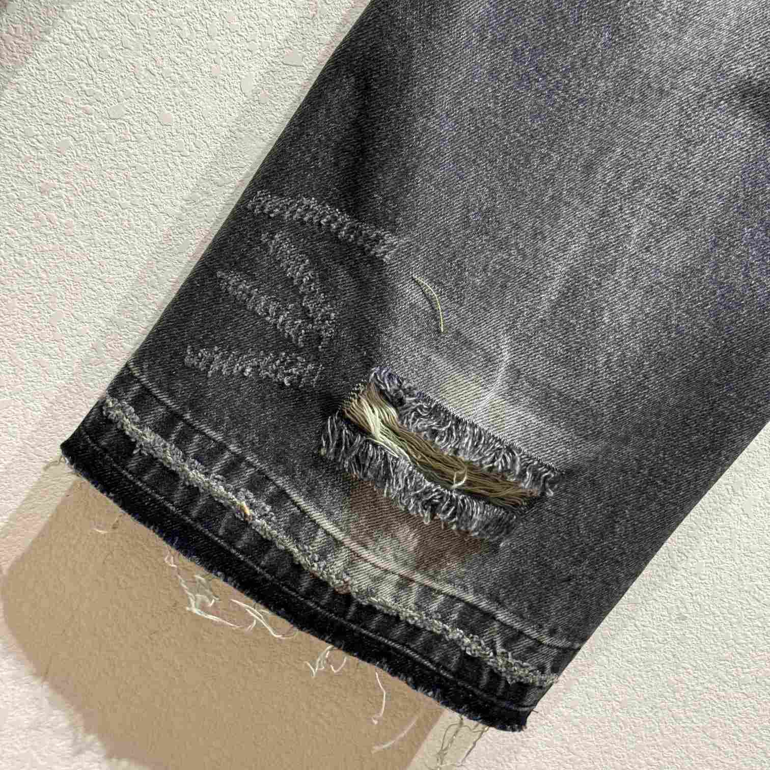 Celine Wesley Jeans In Black Destroyed Denim  - DesignerGu