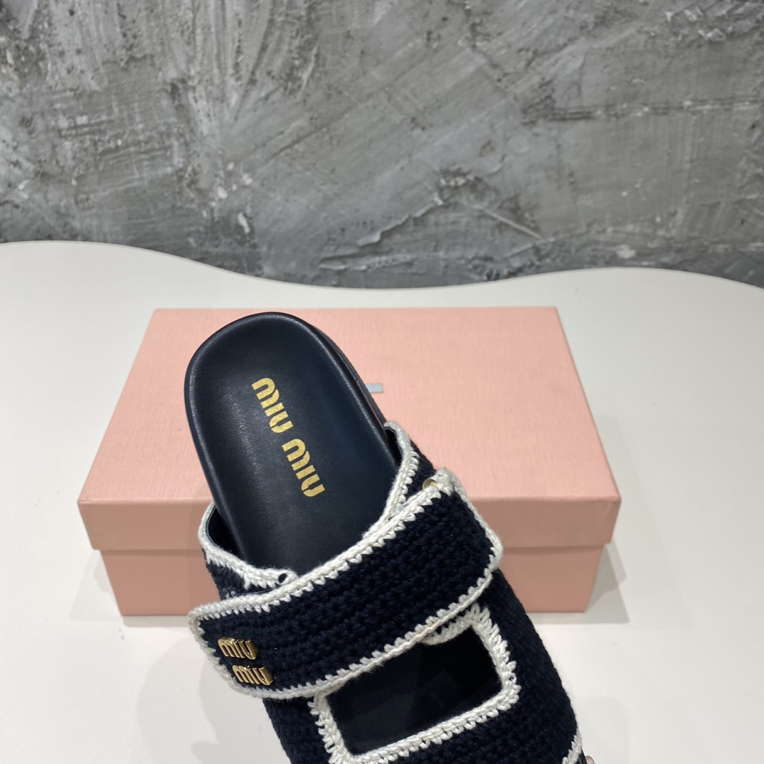 Miu Miu Crochet Knit Slides - DesignerGu