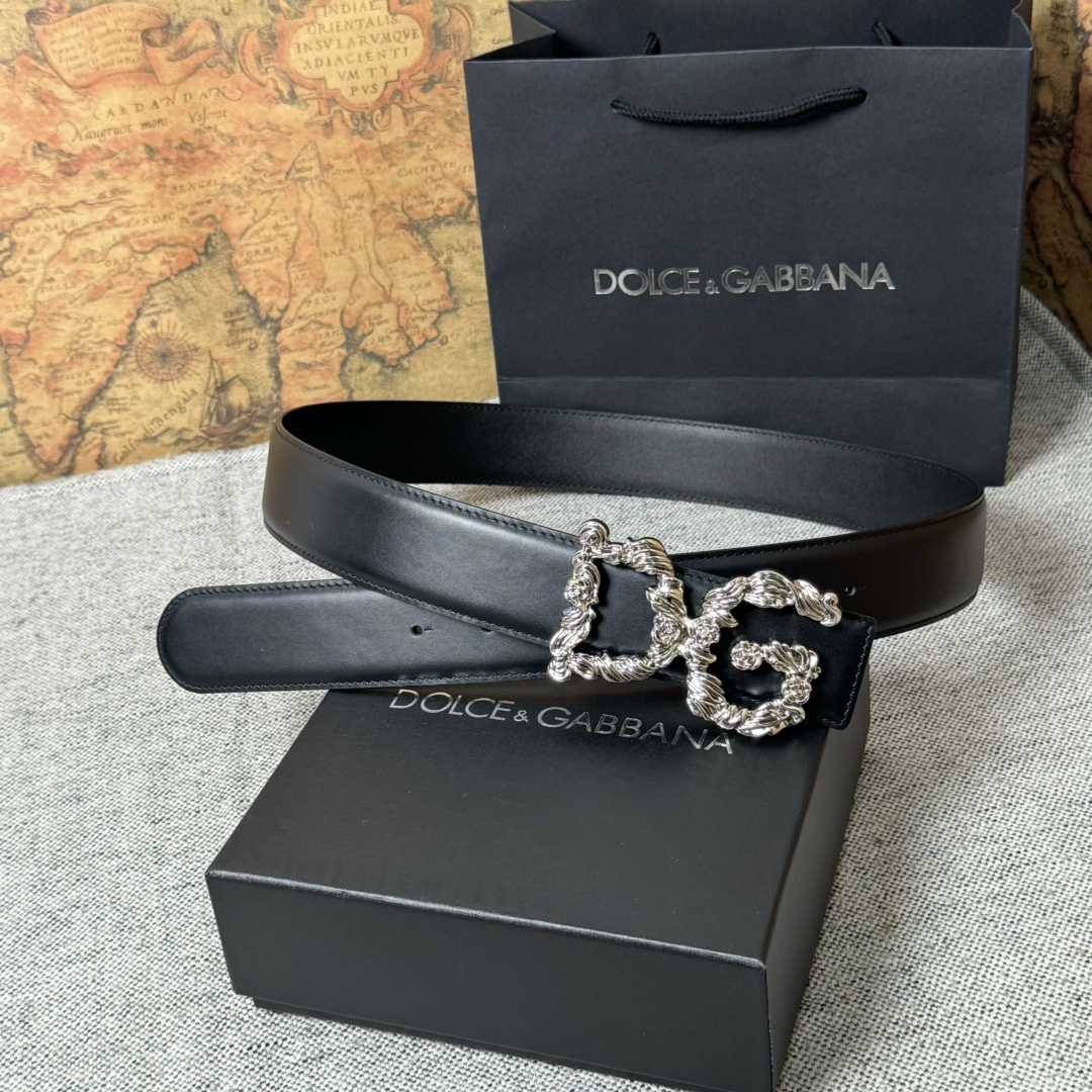 Dolce & Gabbana DG Logo-buckle Leather Belt   40mm - DesignerGu