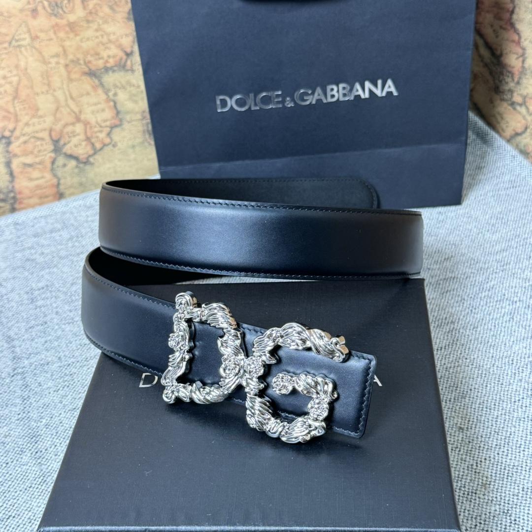 Dolce & Gabbana DG Logo-buckle Leather Belt   40mm - DesignerGu