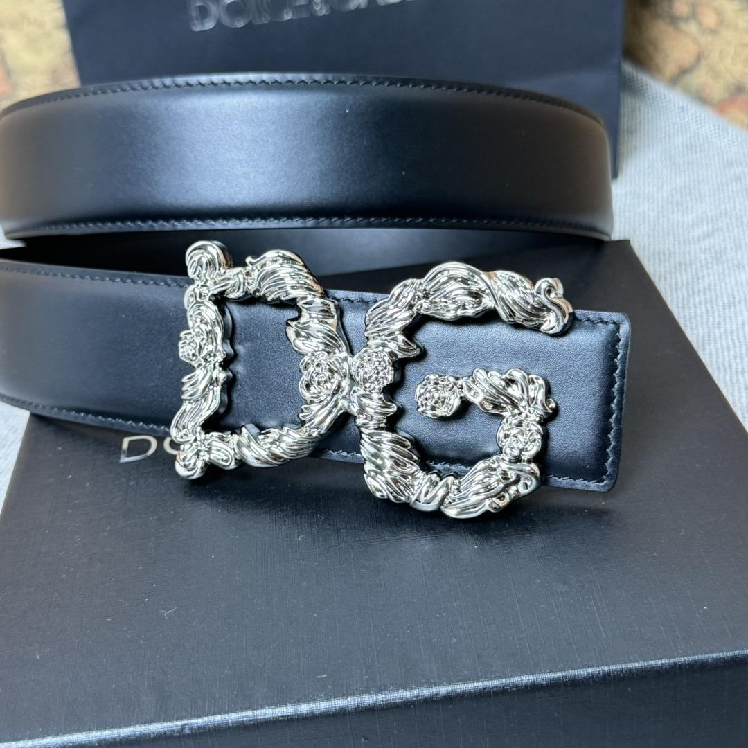 Dolce & Gabbana DG Logo-buckle Leather Belt   40mm - DesignerGu