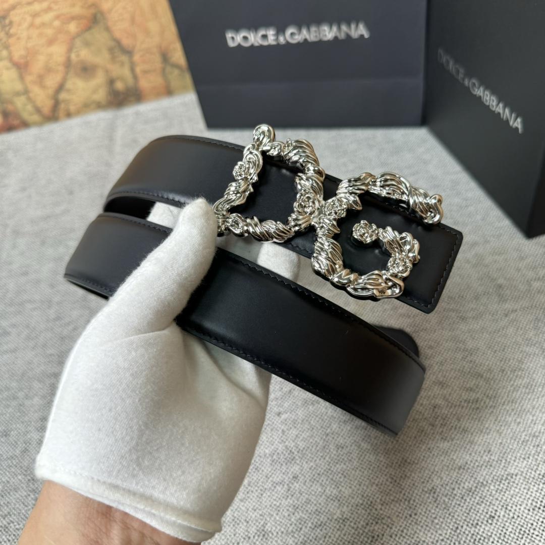 Dolce & Gabbana DG Logo-buckle Leather Belt   40mm - DesignerGu