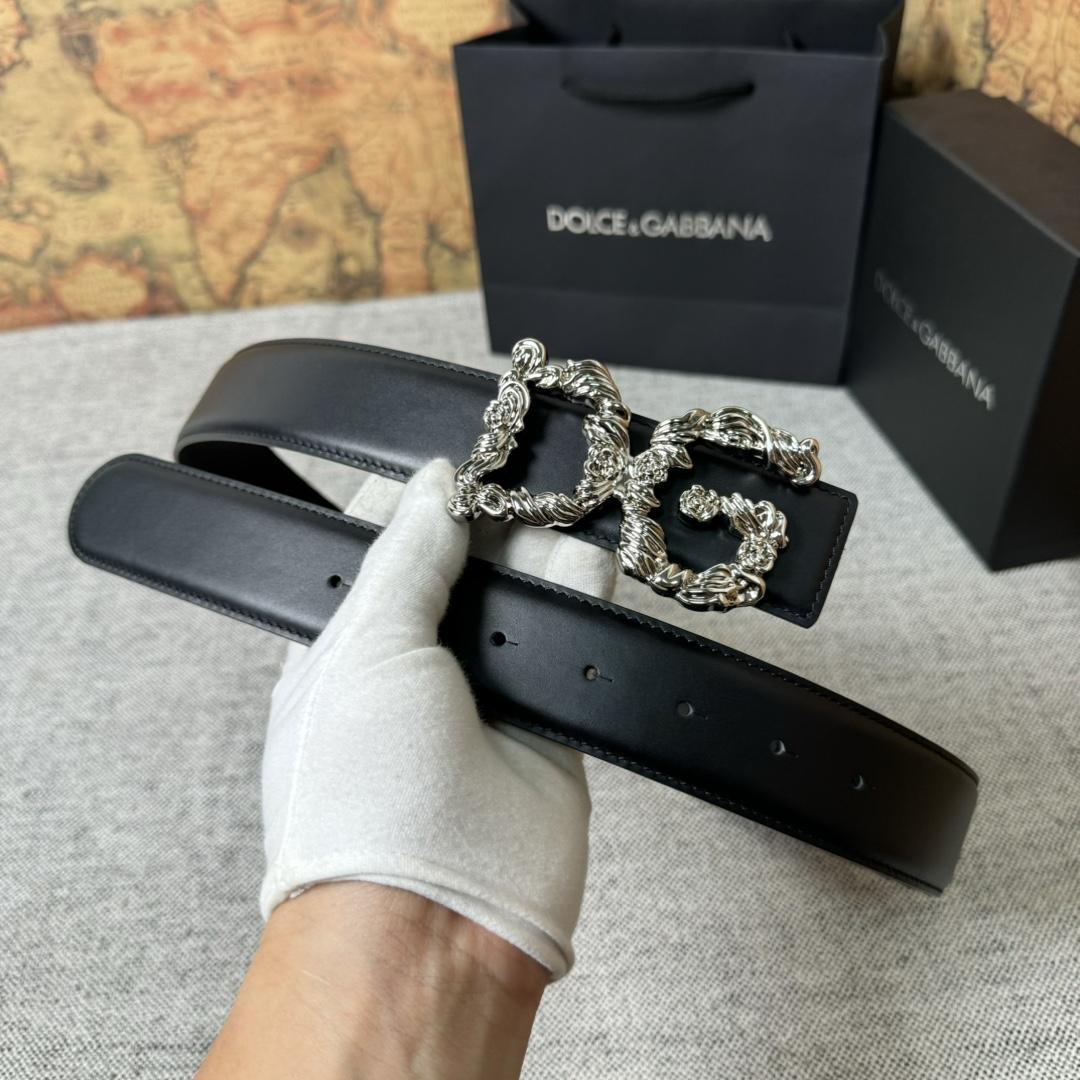 Dolce & Gabbana DG Logo-buckle Leather Belt   40mm - DesignerGu