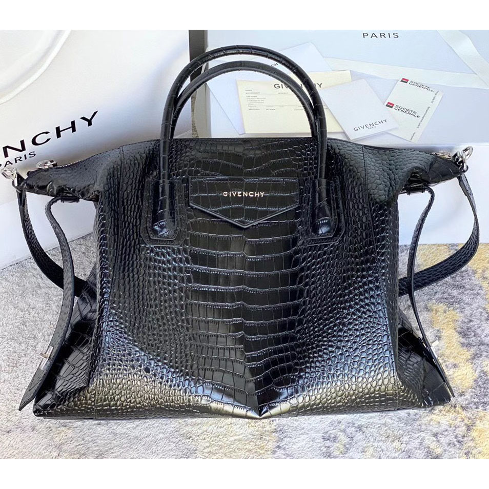 Givenchy Antigona Bag In Crocodile Effect Leather (45x9x35cm) - DesignerGu