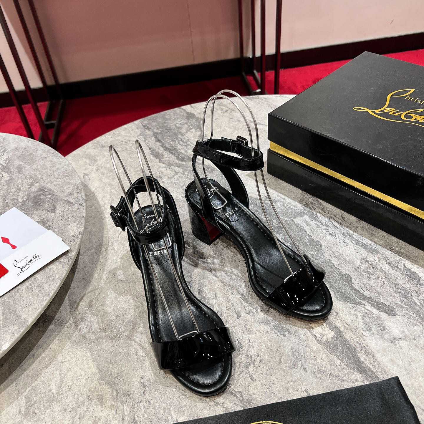 Christian Louboutin  Black Lin Miss Sabina 55 Sandals - DesignerGu