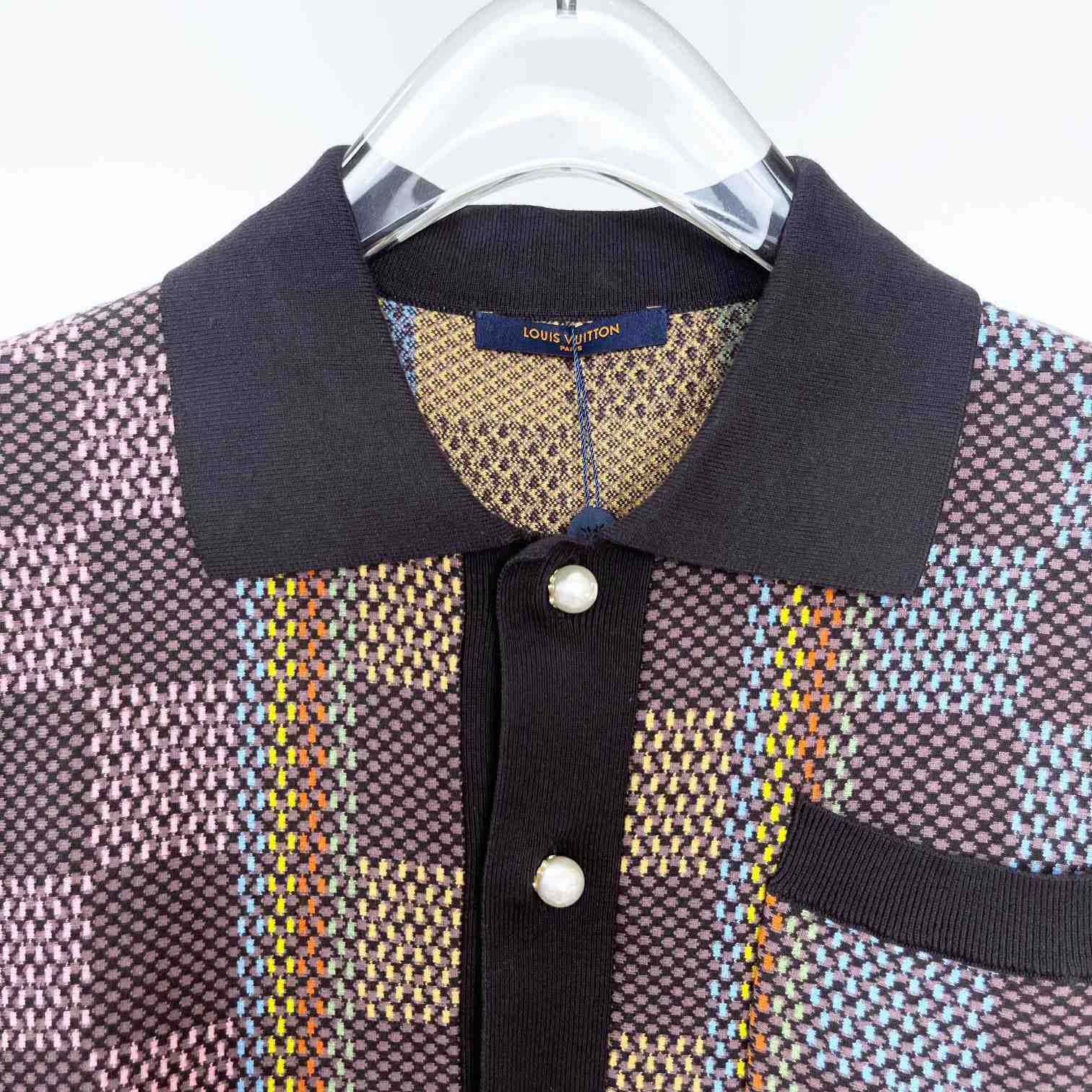 Louis Vuitton Damier Short-Sleeved Cotton Knit Shirt   - DesignerGu