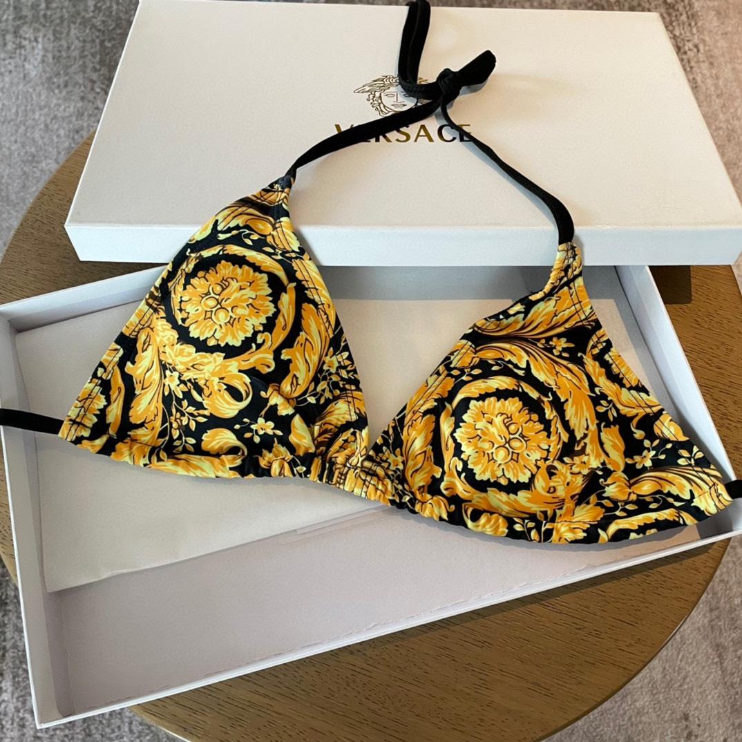 Versace Baroque-print Triangle Bikini  - DesignerGu