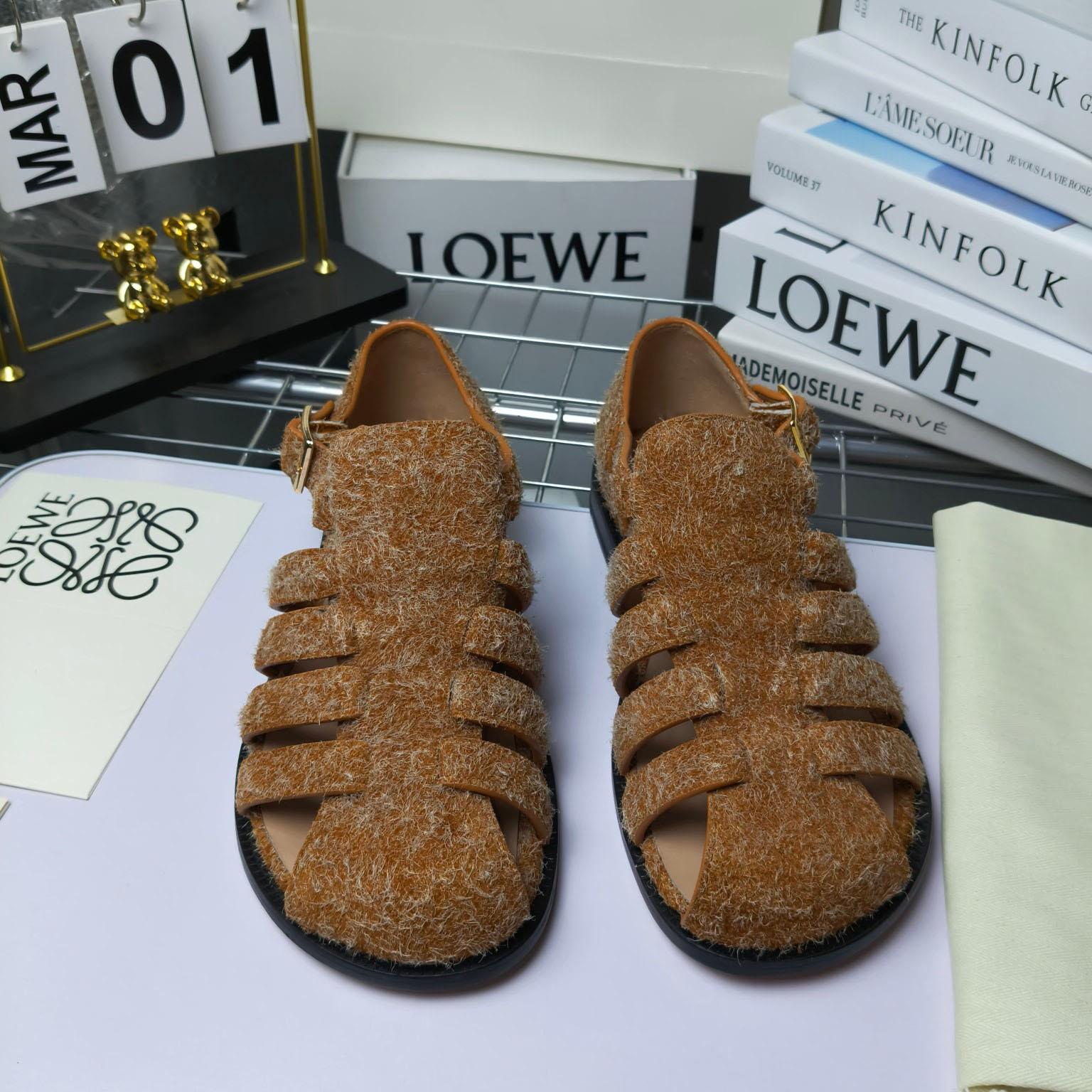 Loewe Campo Sandal In Brushed Suede - DesignerGu